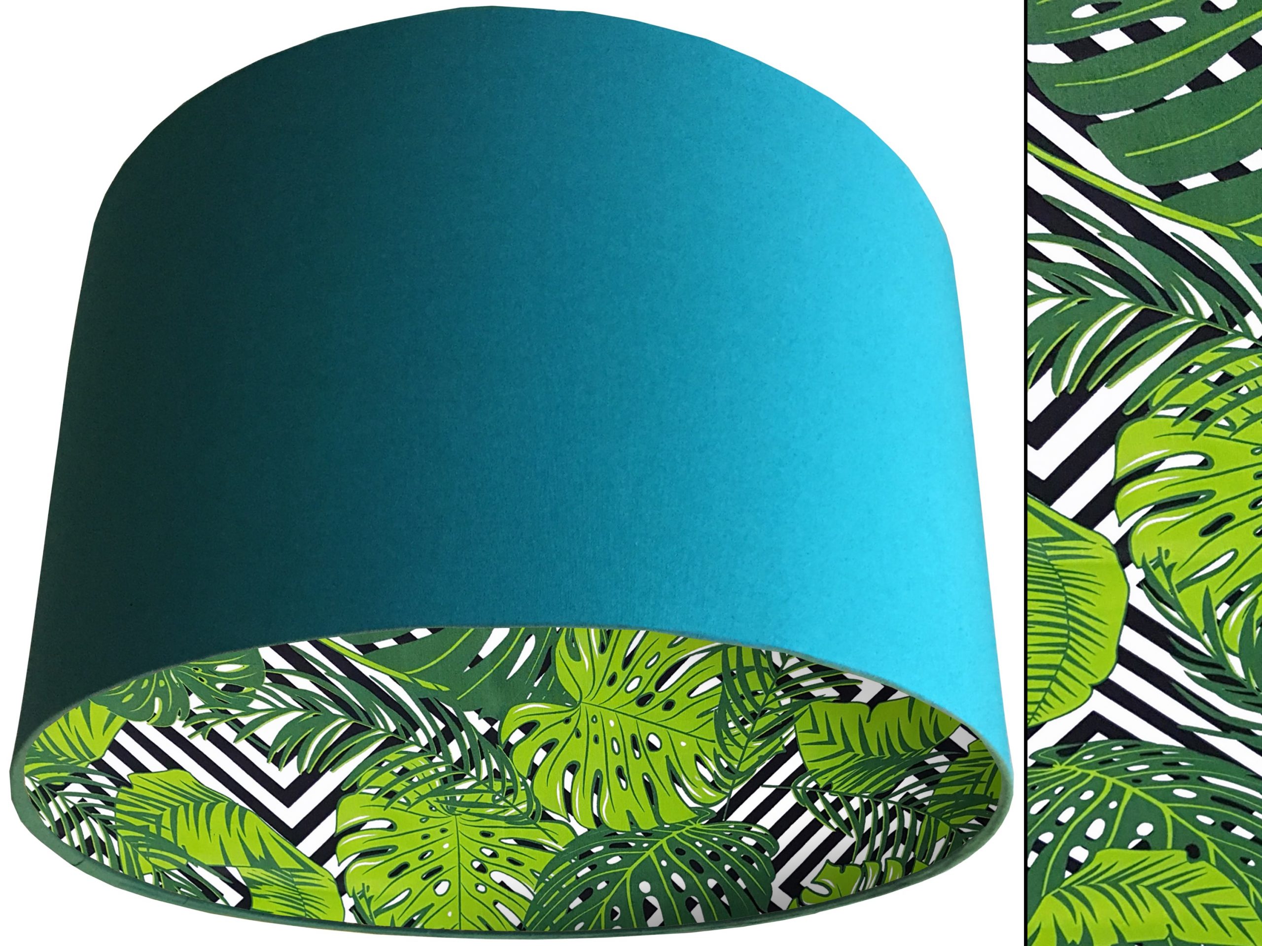 Jungle Leaf Green Lampshade Teal, Bold Tropical Interior
