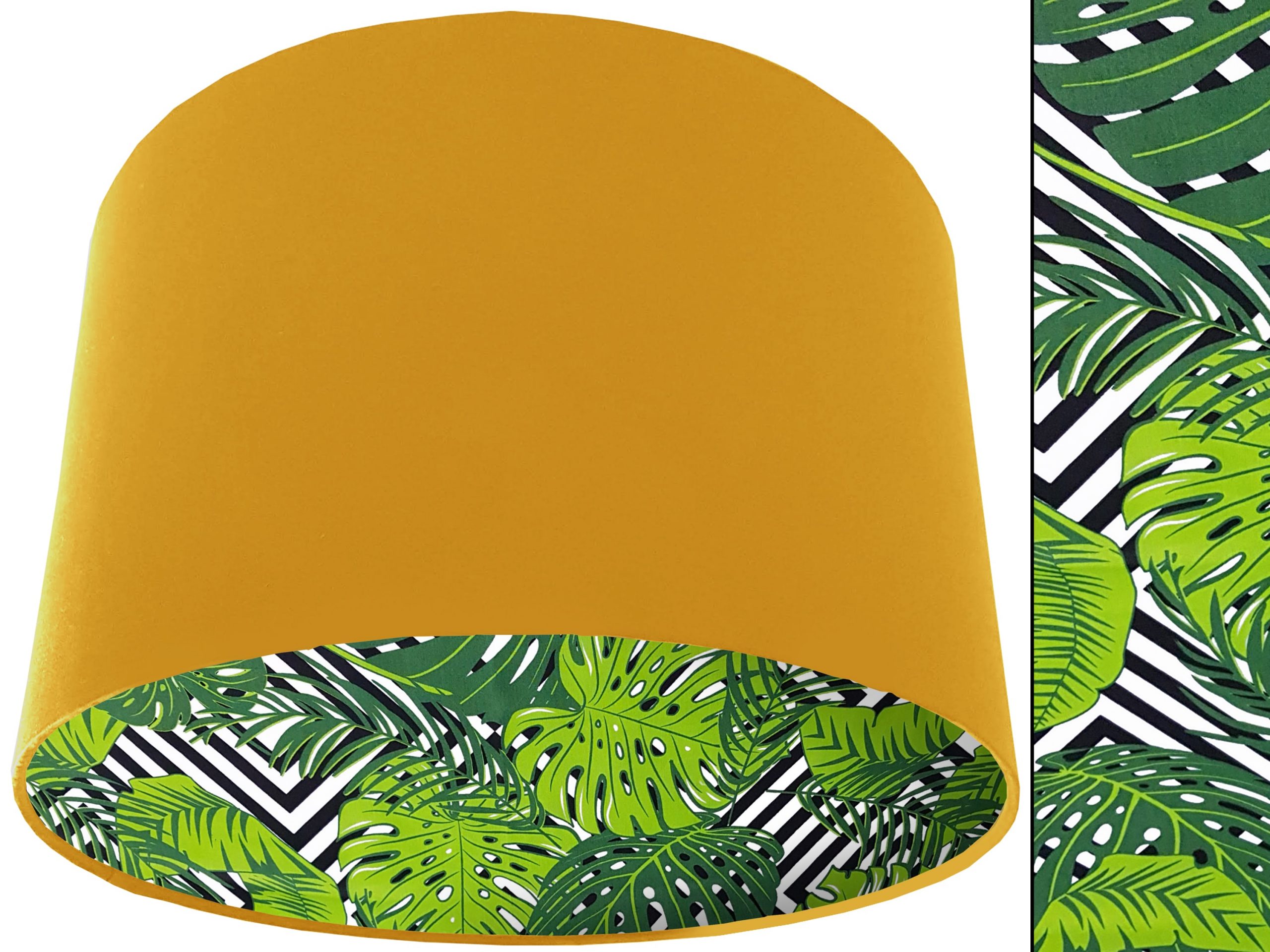 Jungle Leaf Green Lampshade Yellow, Bold Tropical Interior