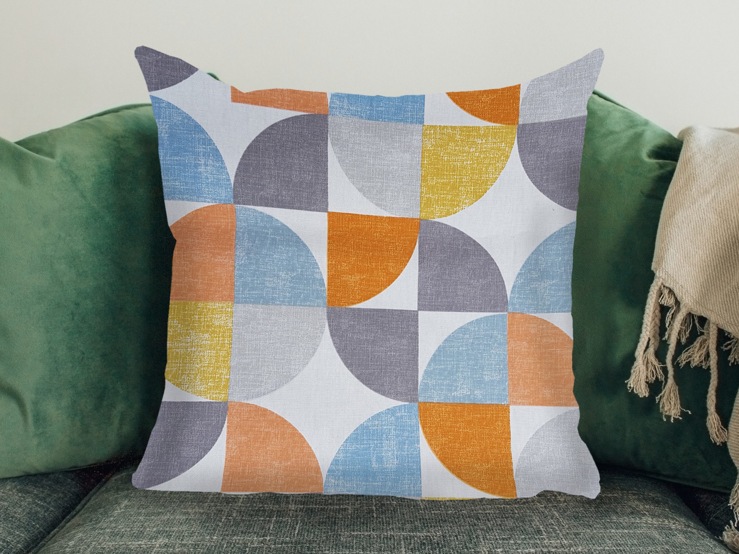 Spiral Capri Orange Scatter Cushion, Modern Interior Light Owl