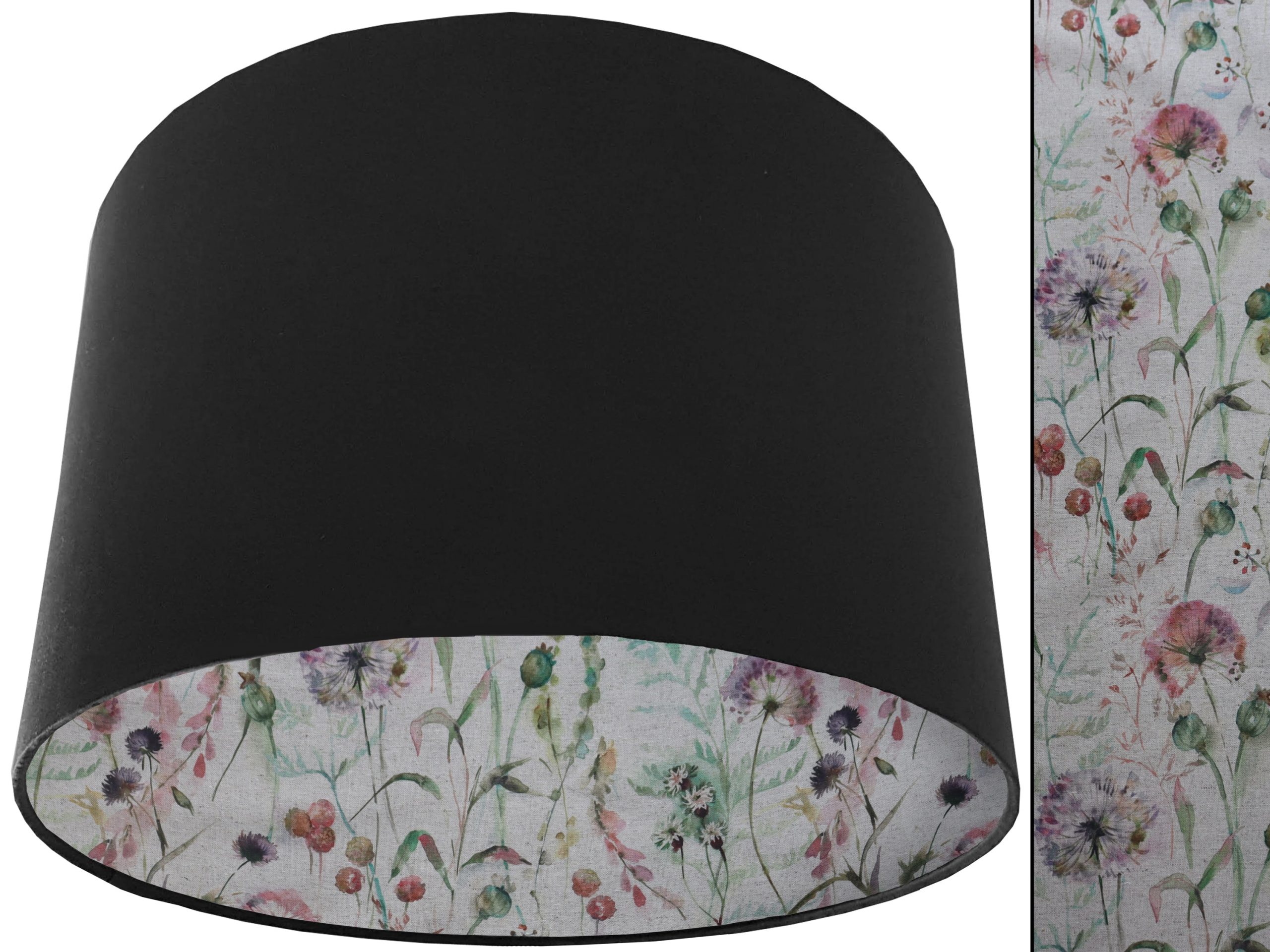 Country Floral Lampshade Black, Rustic Botanical Interior
