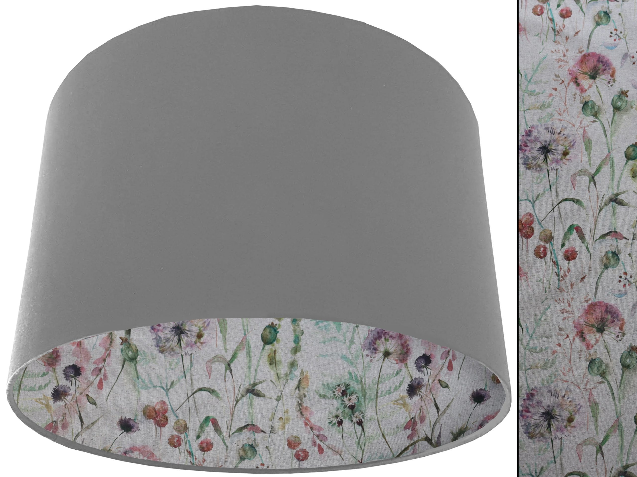 Country Floral Lampshade Light Grey, Rustic Botanical Interior