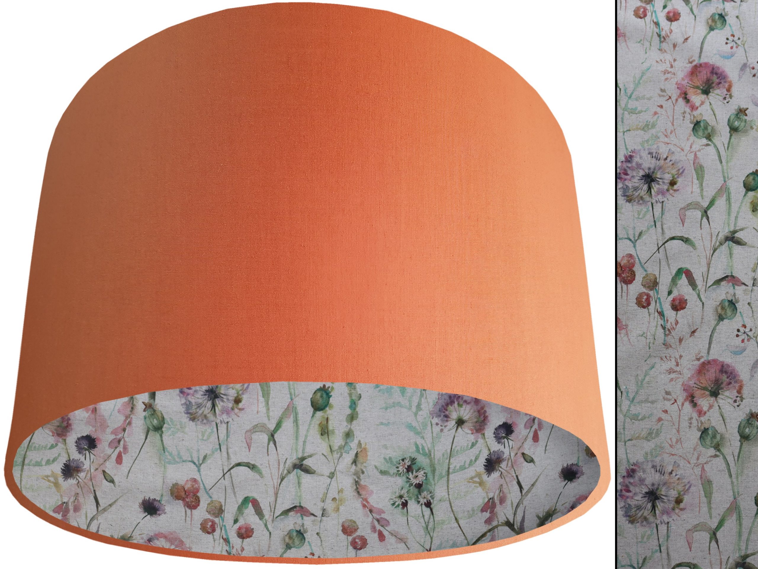 Country Floral Lampshade Orange, Rustic Botanical Interior