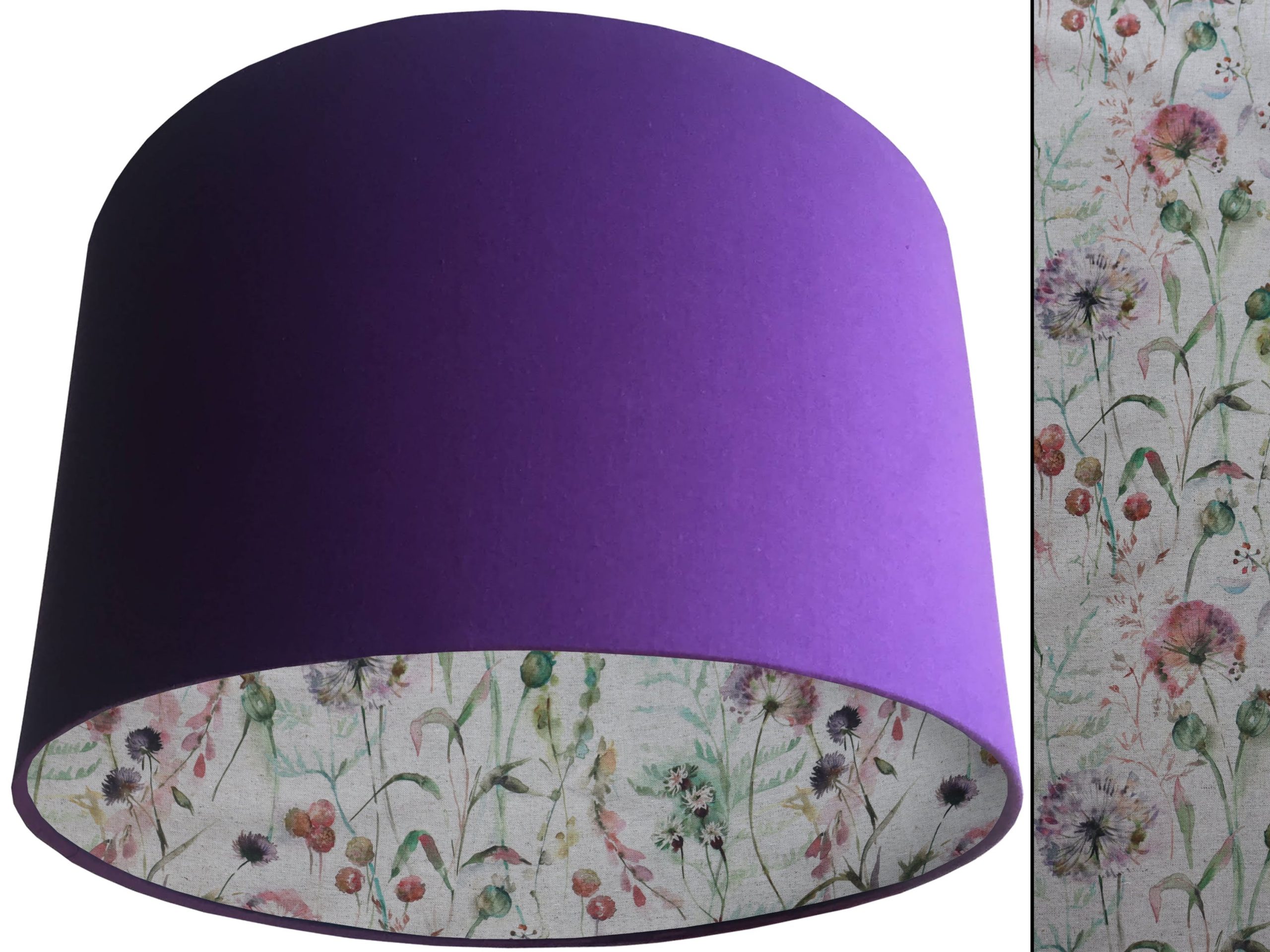 Country Floral Lampshade Purple, Rustic Botanical Interior