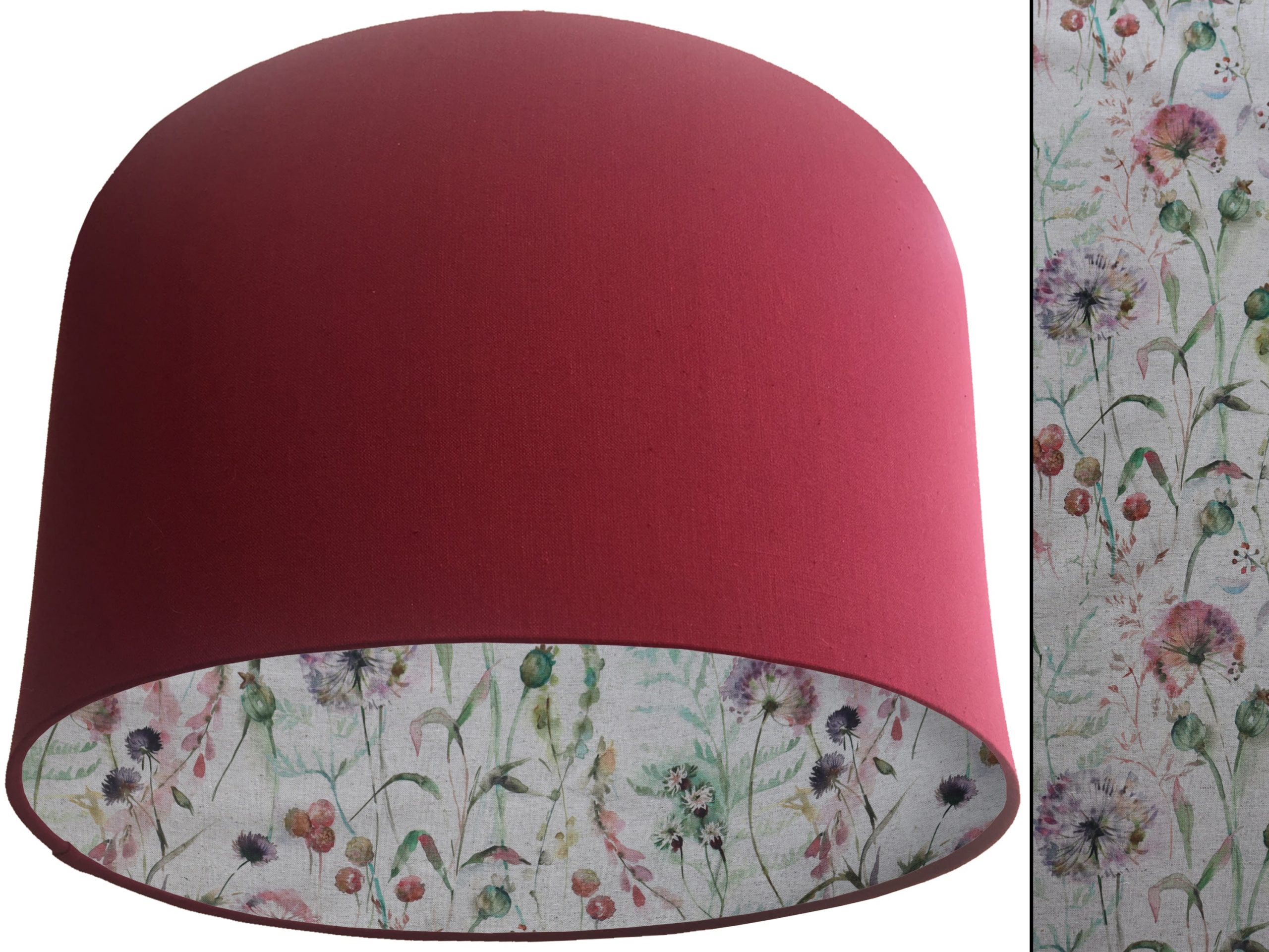 Country Floral Lampshade Red, Rustic Botanical Interior