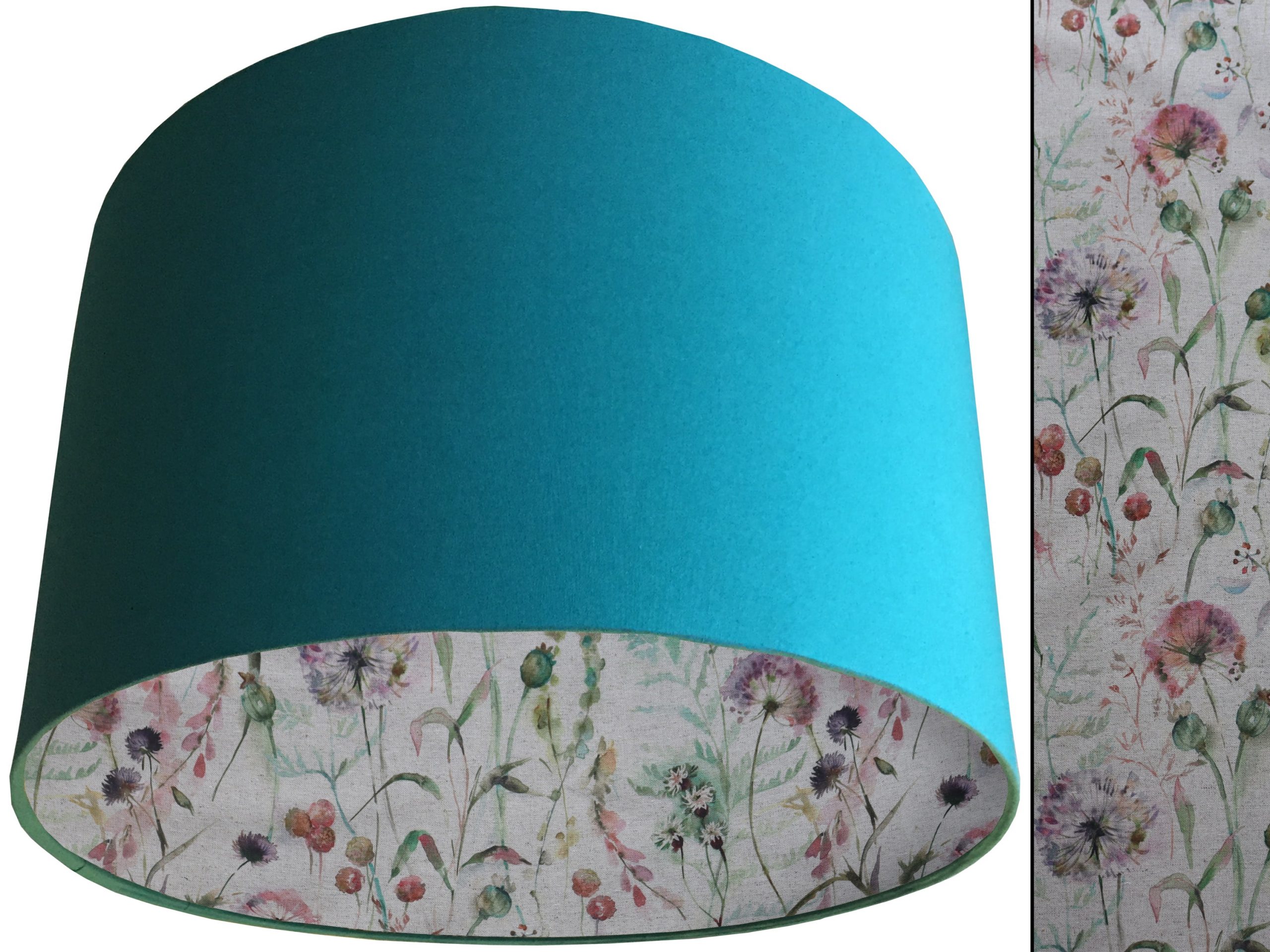 Country Floral Lampshade Teal, Rustic Botanical Interior