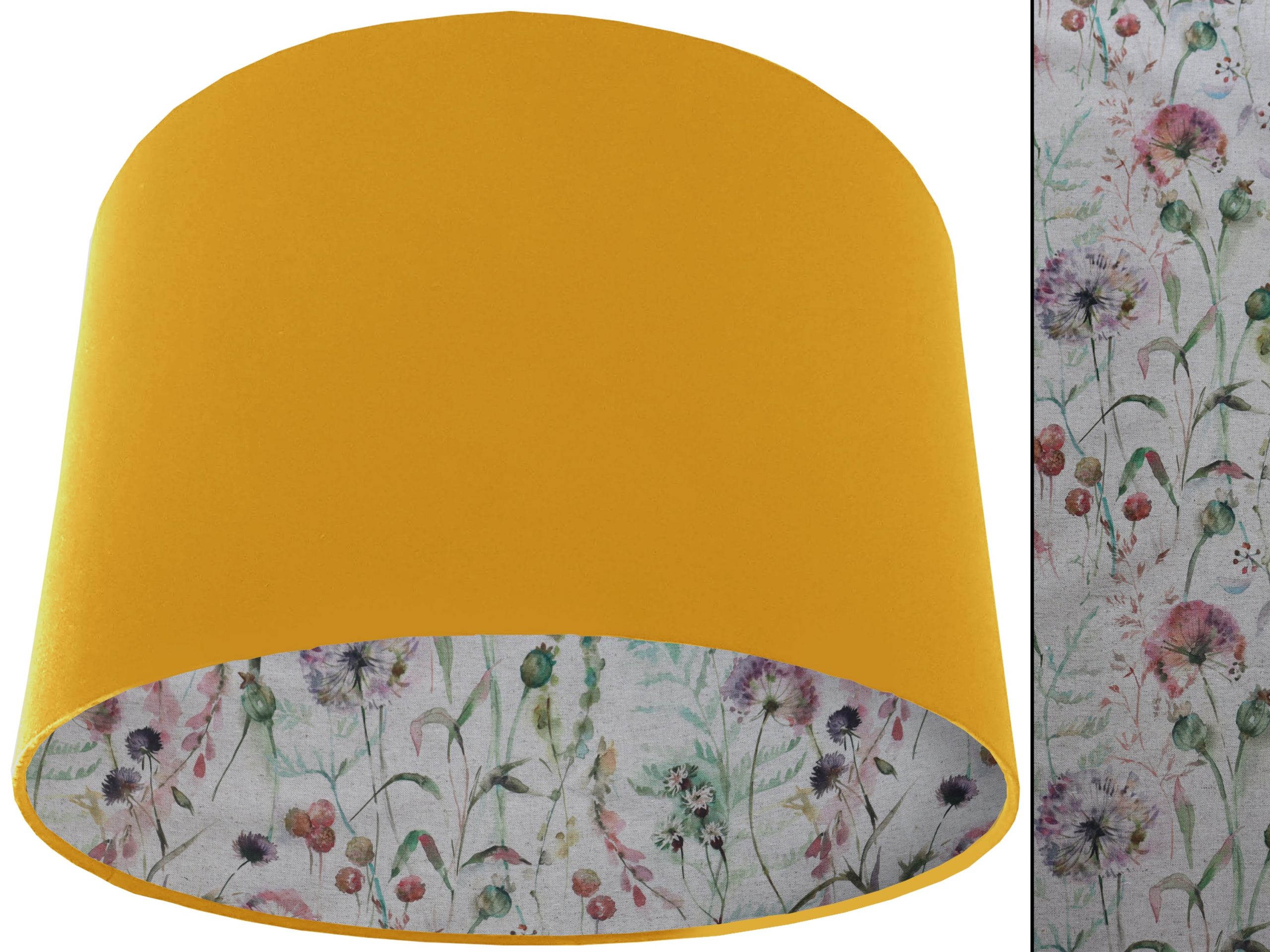 Country Floral Lampshade Yellow, Rustic Botanical Interior