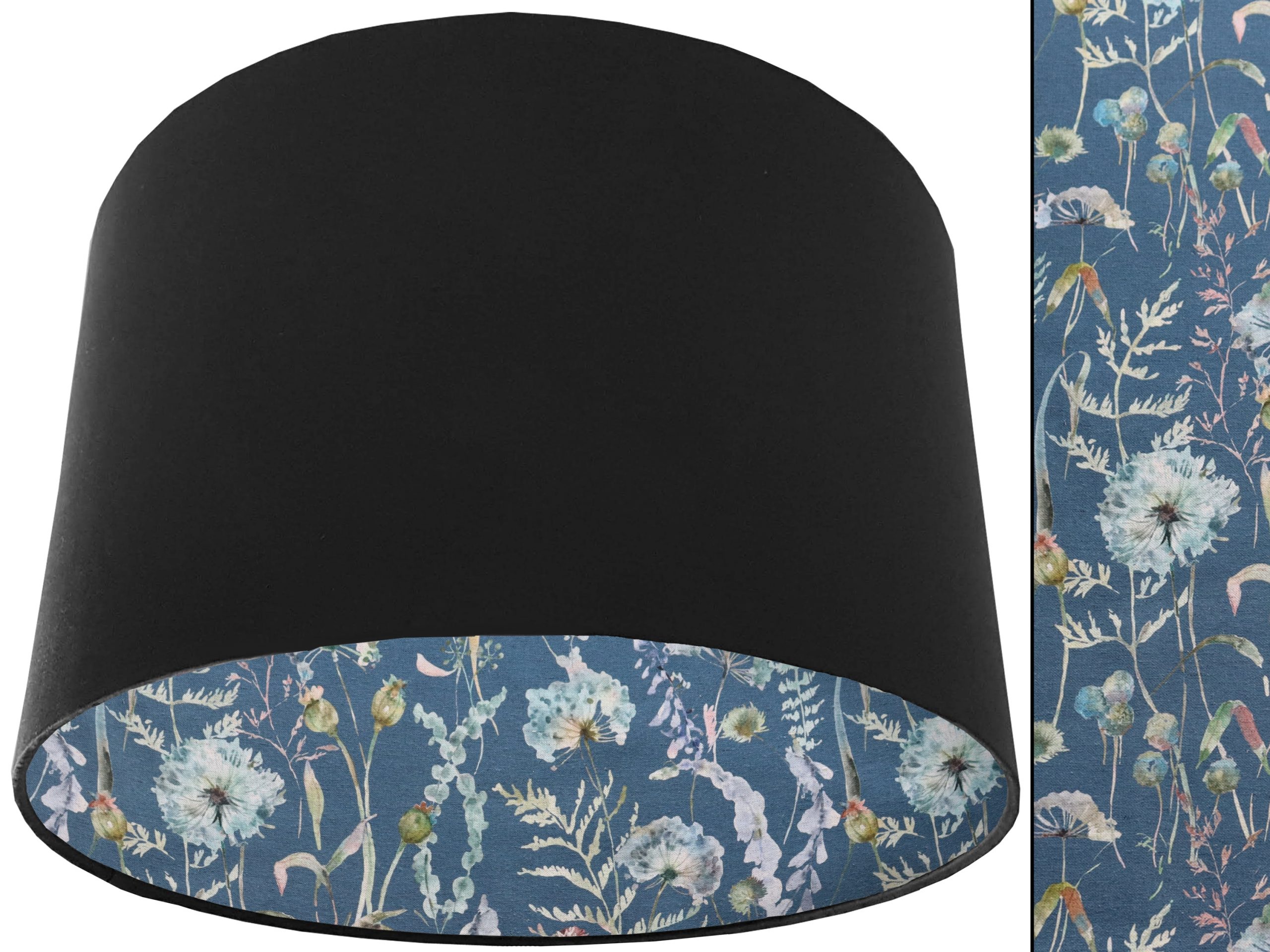Floral Blue Lampshade Black, Traditional Country Home