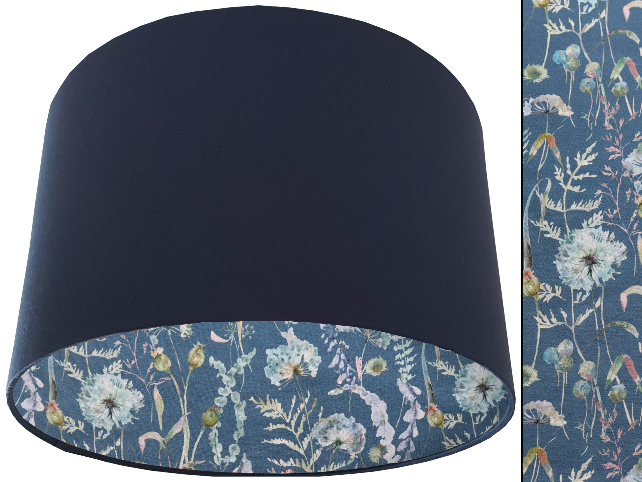 Floral Blue Lampshade Blue, Traditional Country Home