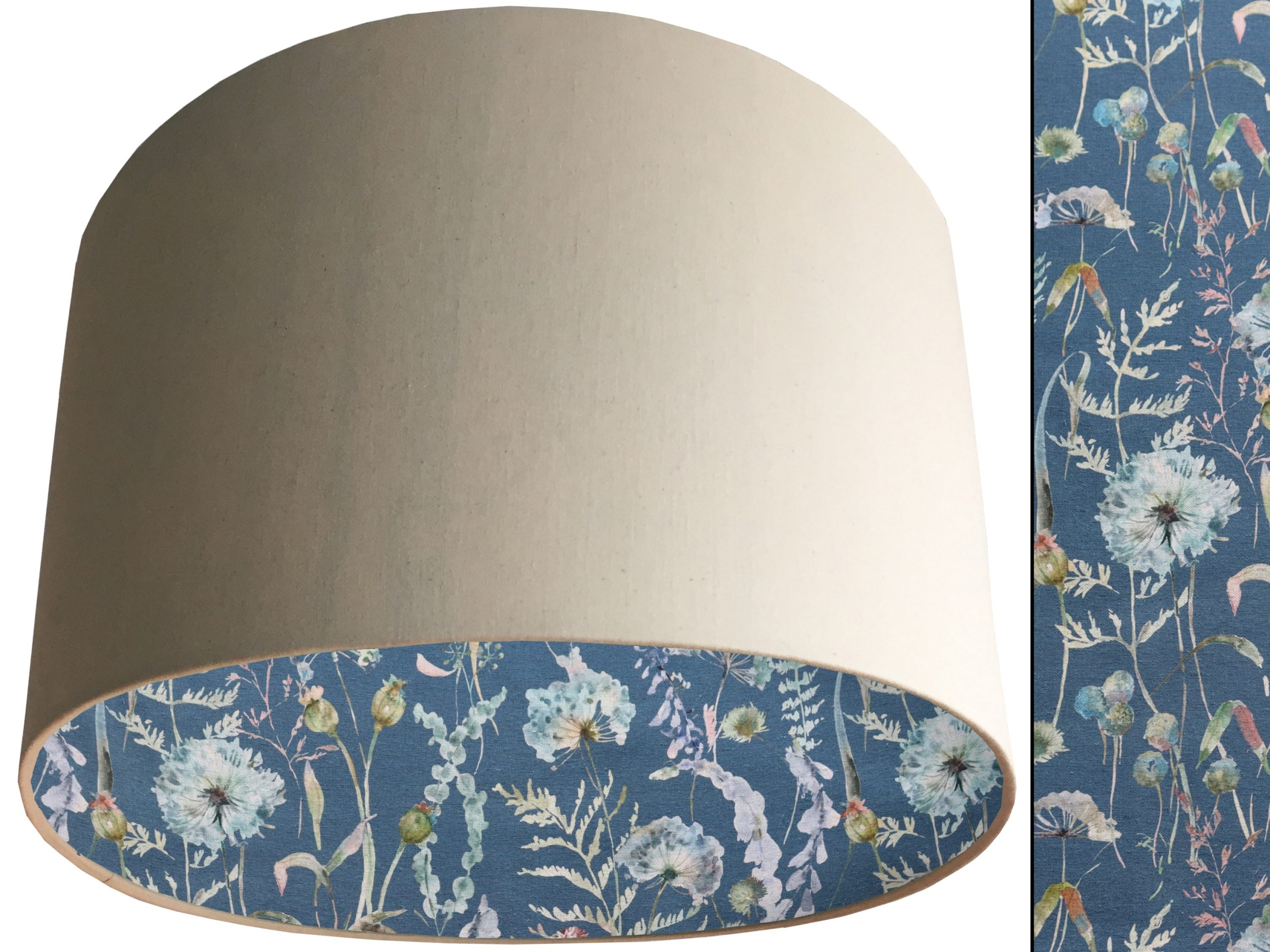 Floral Blue Lampshade Cream, Traditional Country Home
