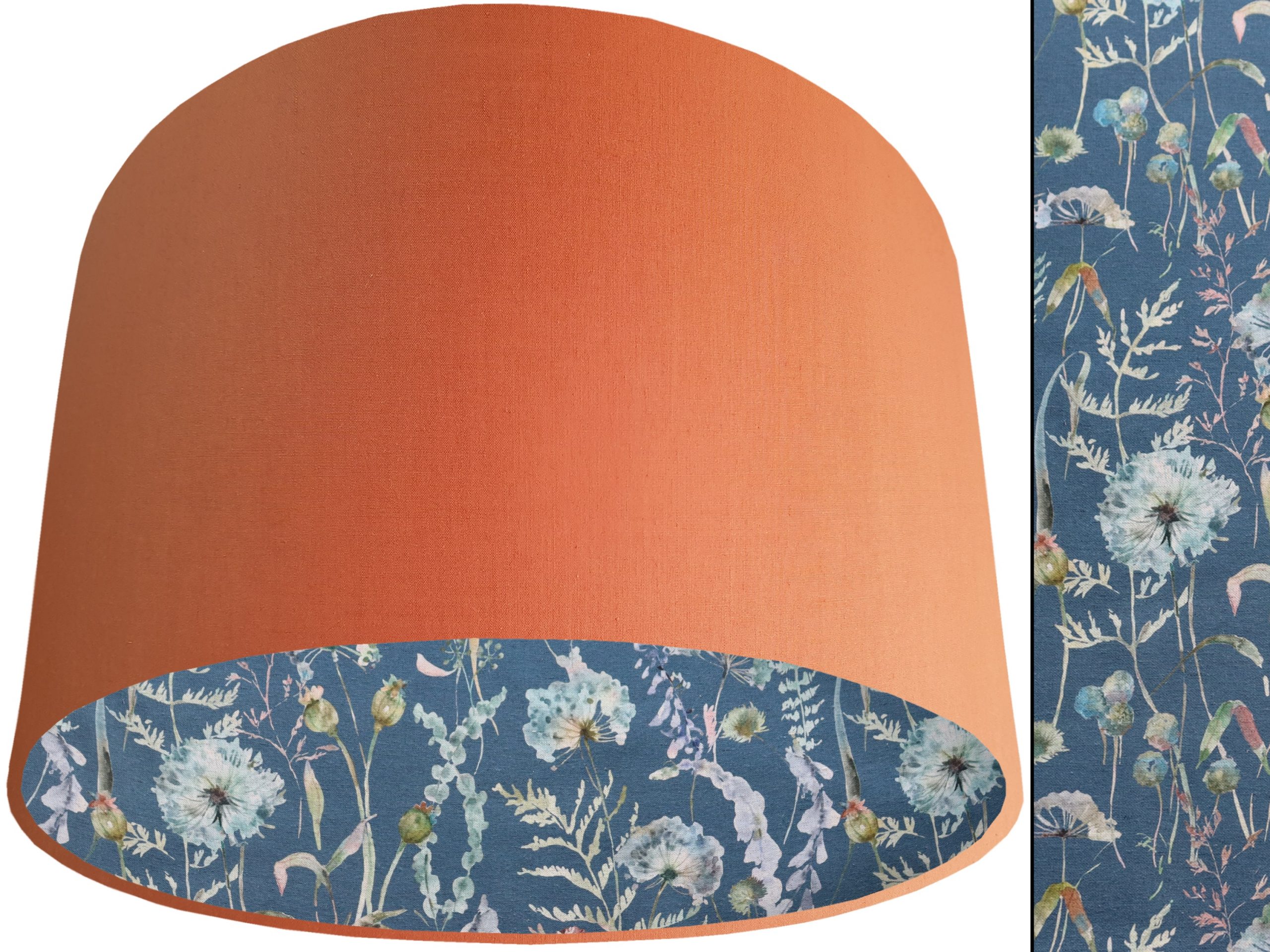 Floral Blue Lampshade Orange, Traditional Country Home