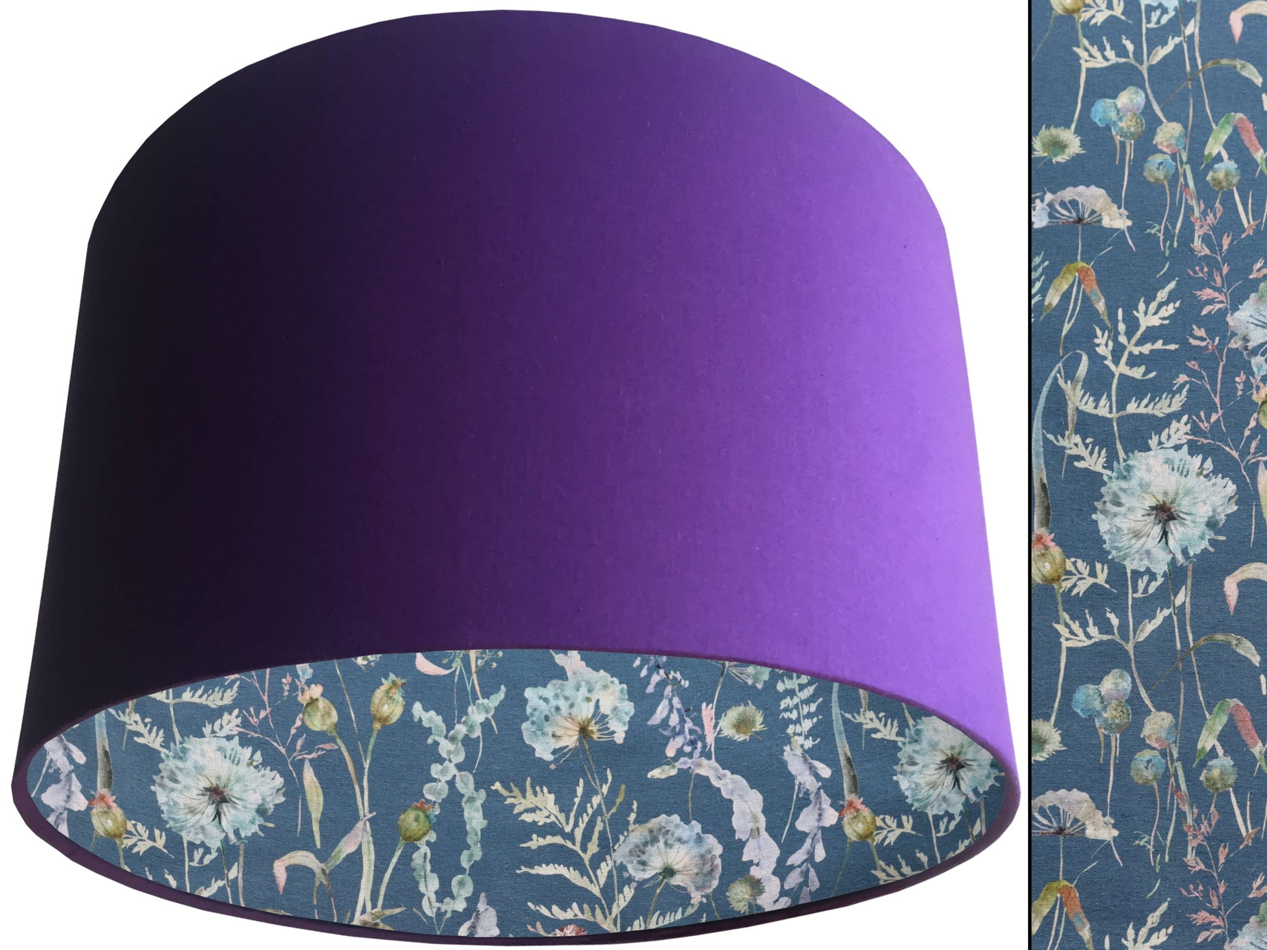 Floral Blue Lampshade Purple, Traditional Country Home
