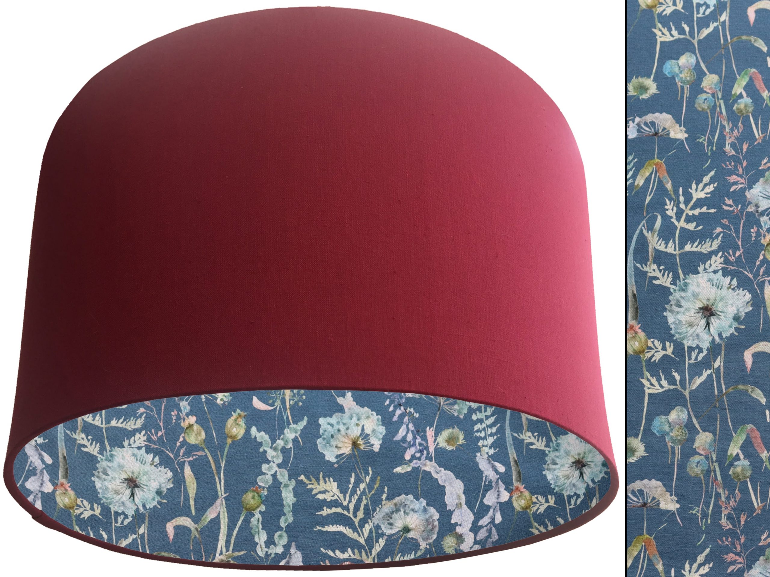 Floral Blue Lampshade Red, Traditional Country Home