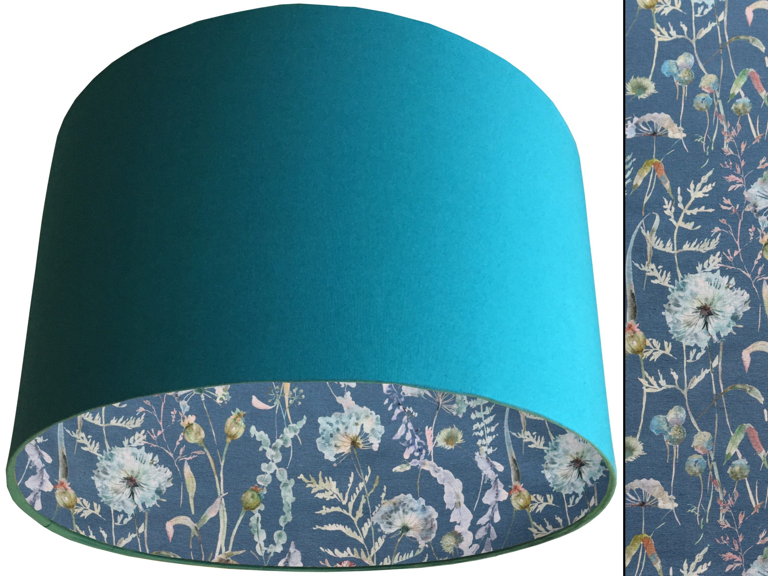 Floral Blue Lampshade Teal, Traditional Country Home