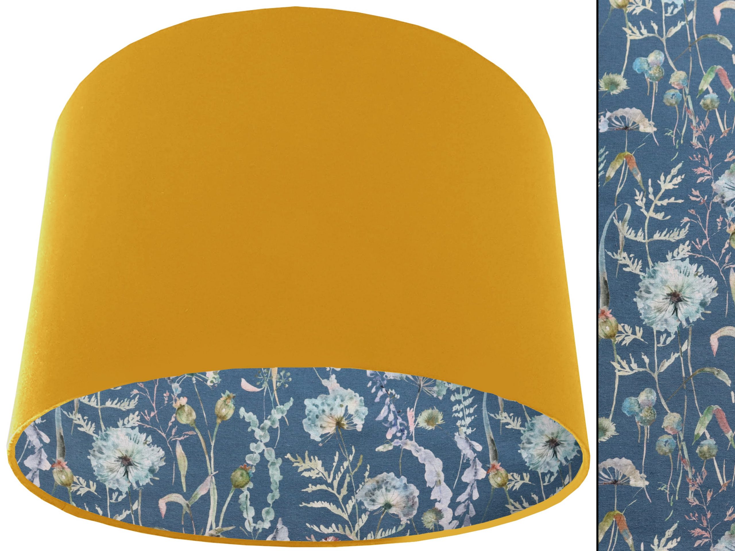 Floral Blue Lampshade Yellow, Traditional Country Home