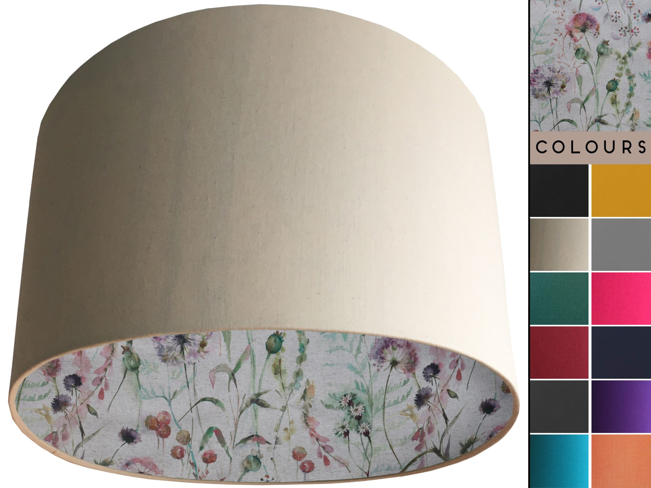 Country Floral Lampshade Cream, Rustic Botanical Interior