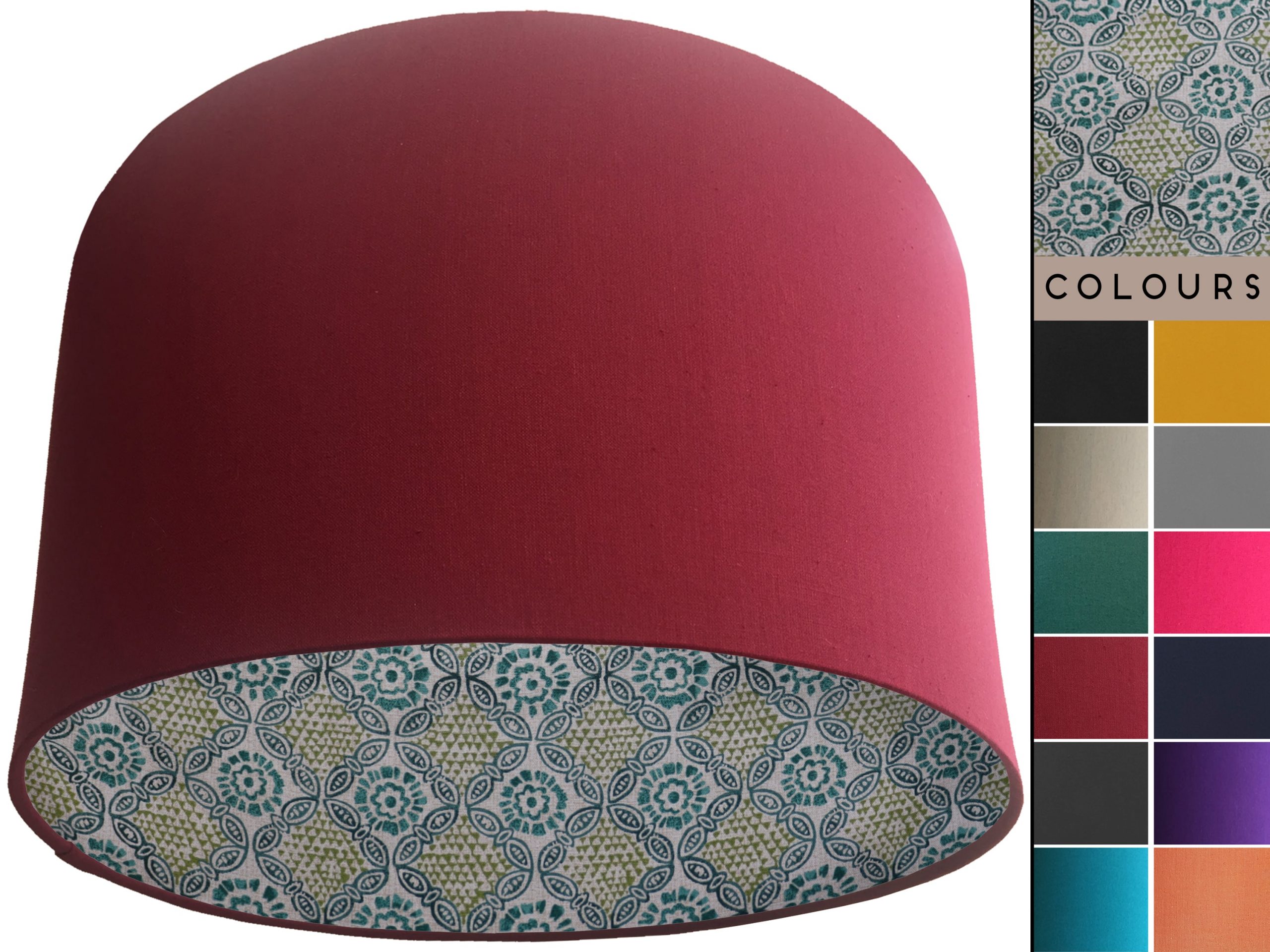 Green Bohemian Lampshade Red, Modern Geometric Décor