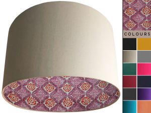 Geometric Pink Lampshade Cream, Modern Bohemian Home