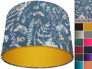 Floral Blue Light Shade Yellow, Rustic Botanical Interior