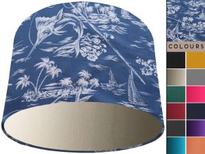 Nautical Blue Light Shade Cream, Modern Coastal Interior