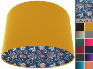 Oriental Blue Lampshade Yellow, Botanical Home Interior