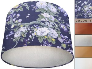 Blue Floral Lamp Shade Silver, Traditional Country Interior