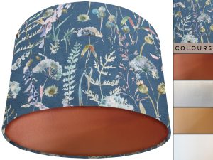 Floral Blue Lamp Shade Copper, Country Botanical Home