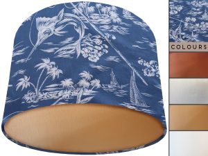 Nautical Blue Lamp Shade Gold, Modern Coastal Design