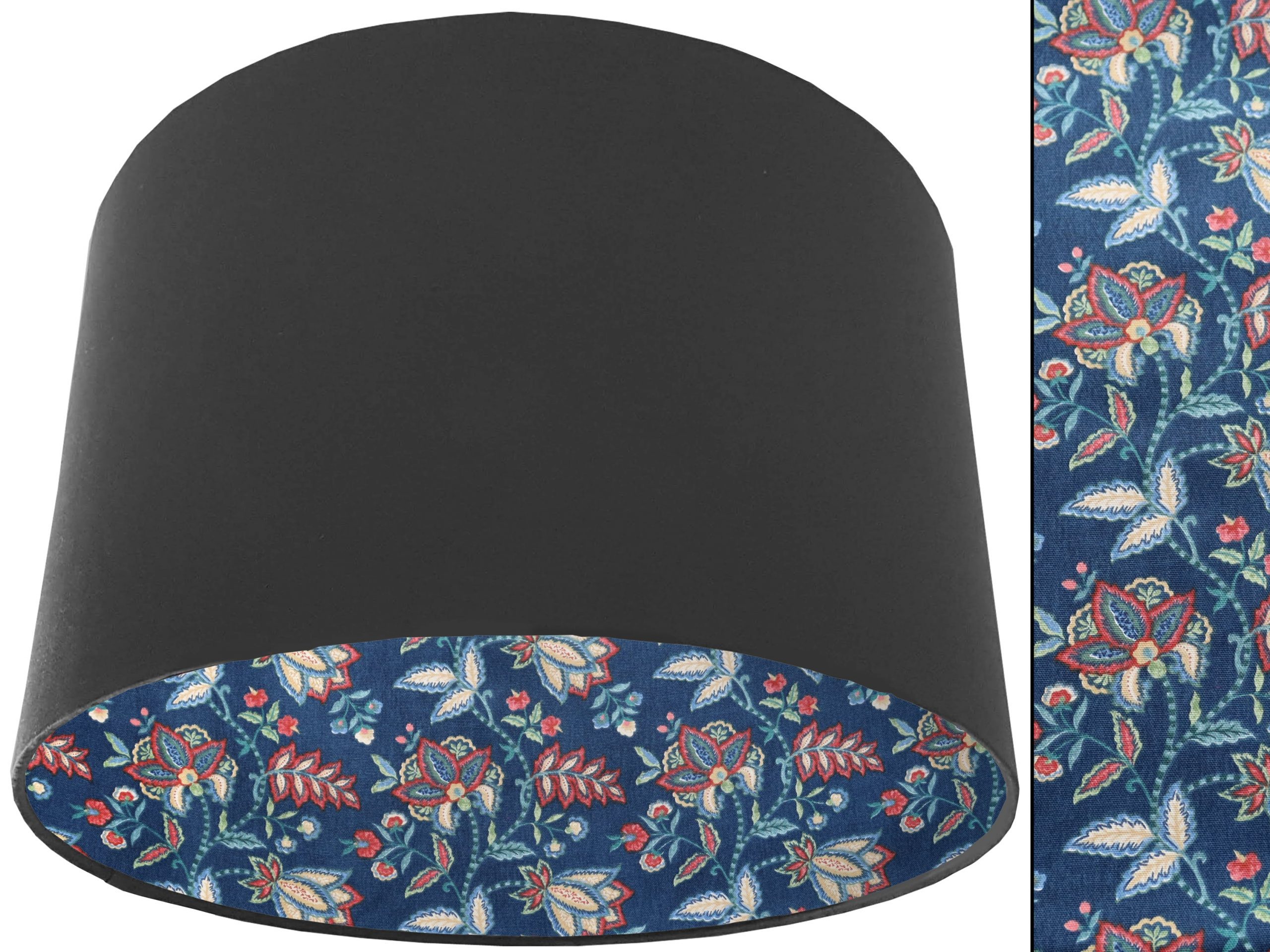 Oriental Blue Lampshade Dark Grey, Botanical Home Interior