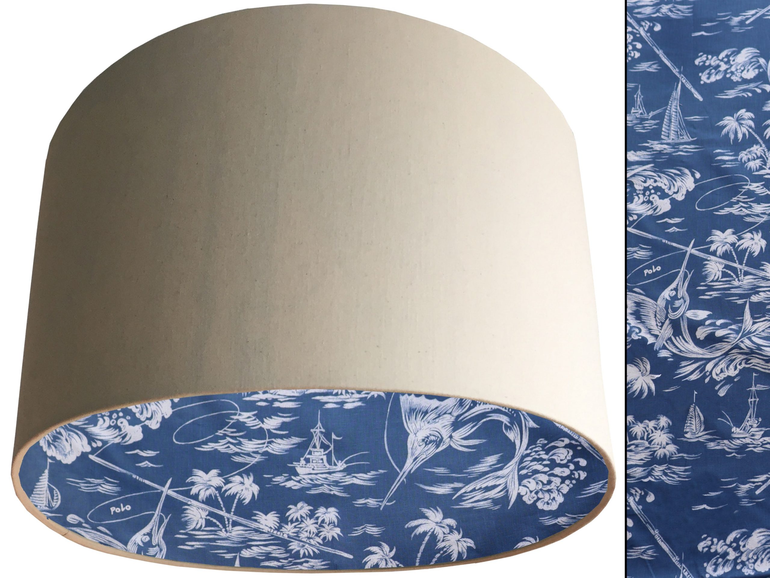 Blue Nautical Lampshade Cream, Coastal Home Interior Décor