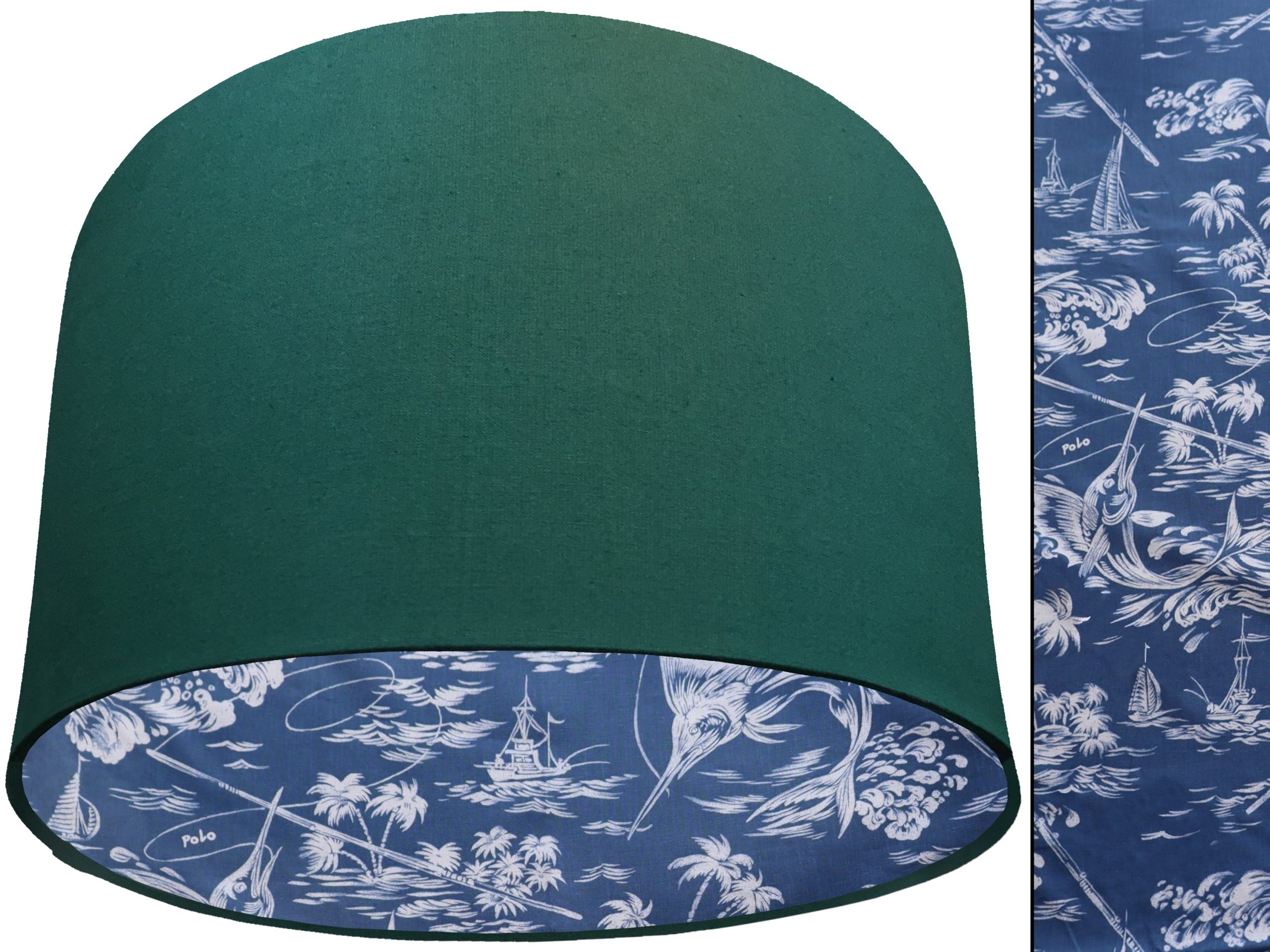 Blue Nautical Lampshade Green, Coastal Home Interior Décor