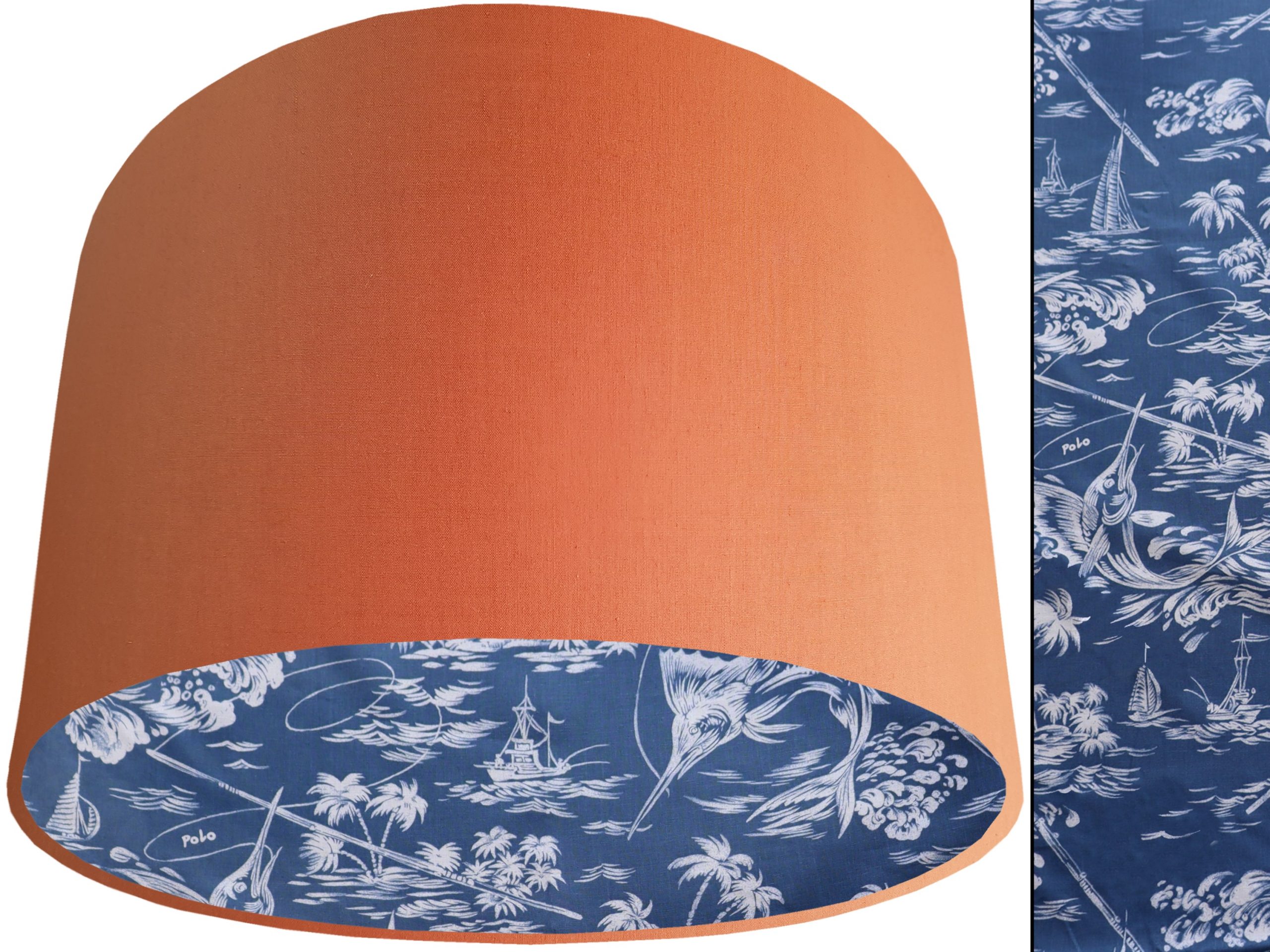 Blue Nautical Lampshade Orange, Coastal Home Interior Décor