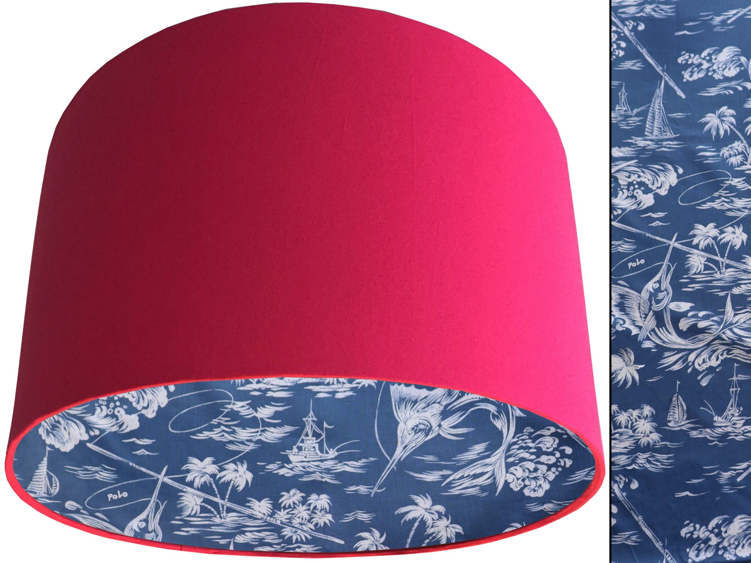 Blue Nautical Lampshade Pink, Coastal Home Interior Décor