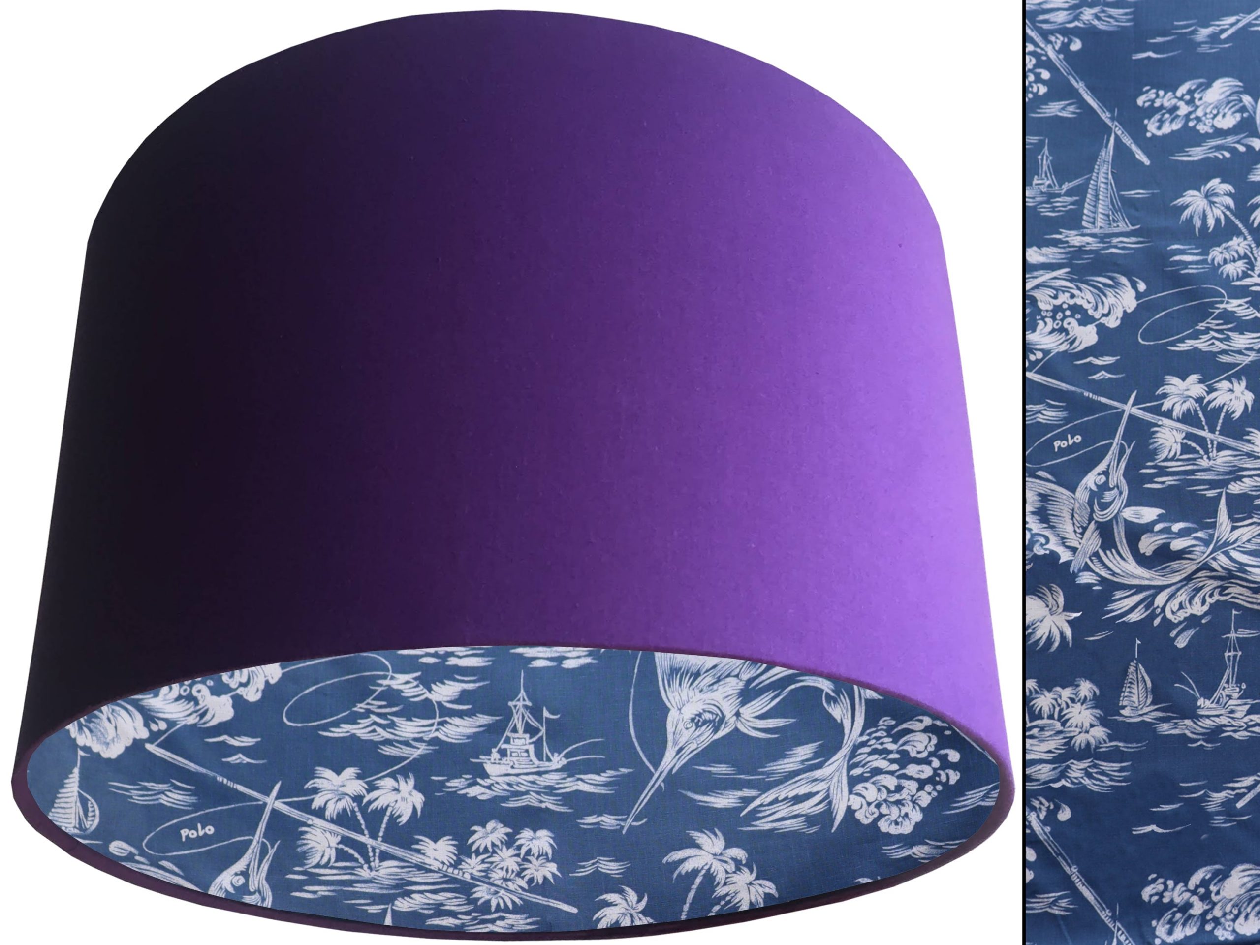 Blue Nautical Lampshade Purple, Coastal Home Interior Décor