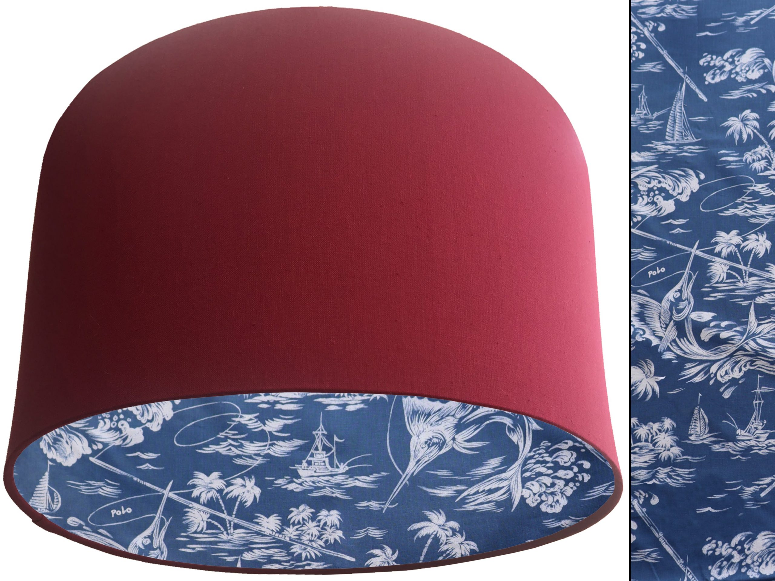 Blue Nautical Lampshade Red, Coastal Home Interior Décor