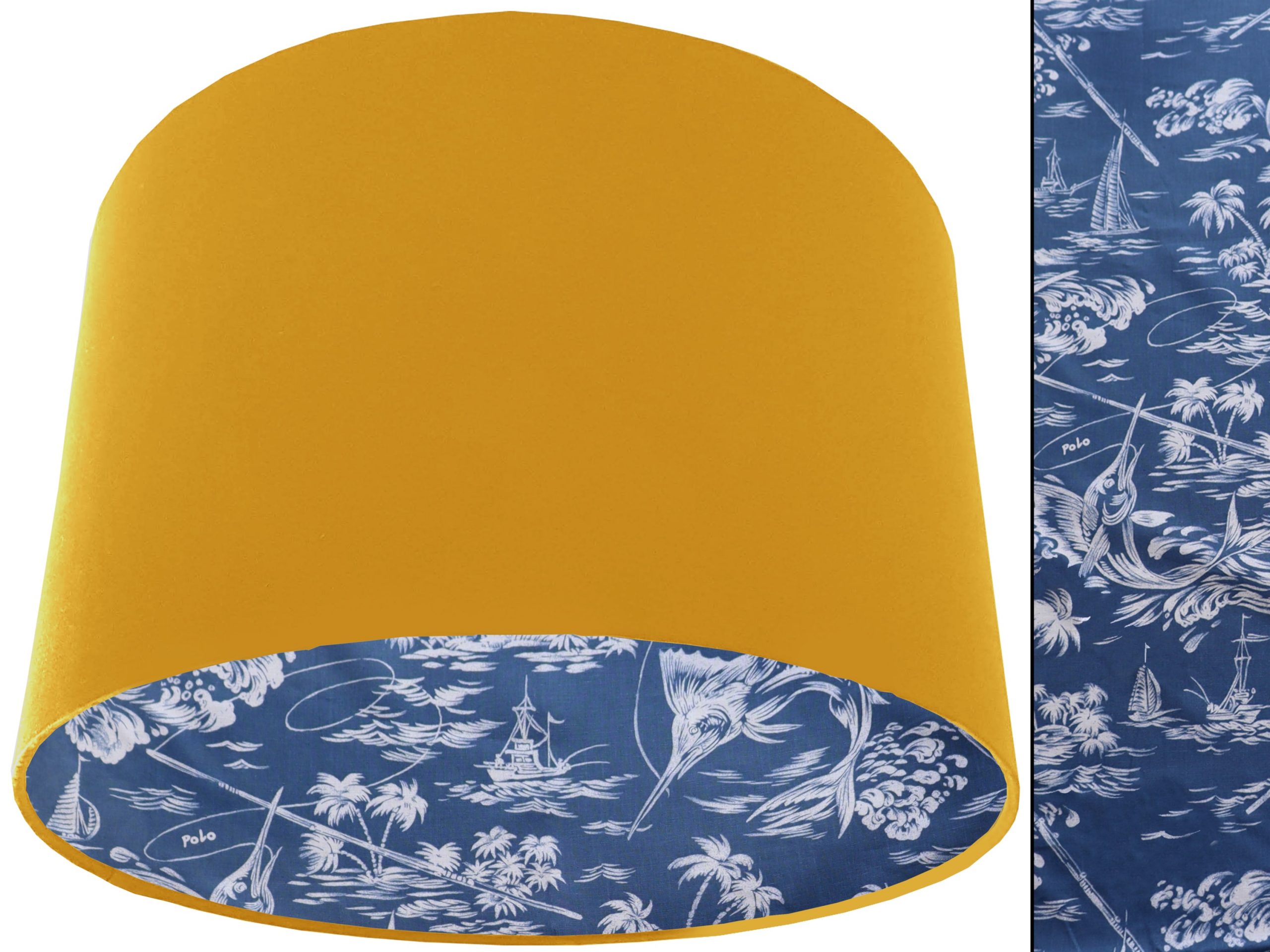 Blue Nautical Lampshade Yellow, Coastal Home Interior Décor