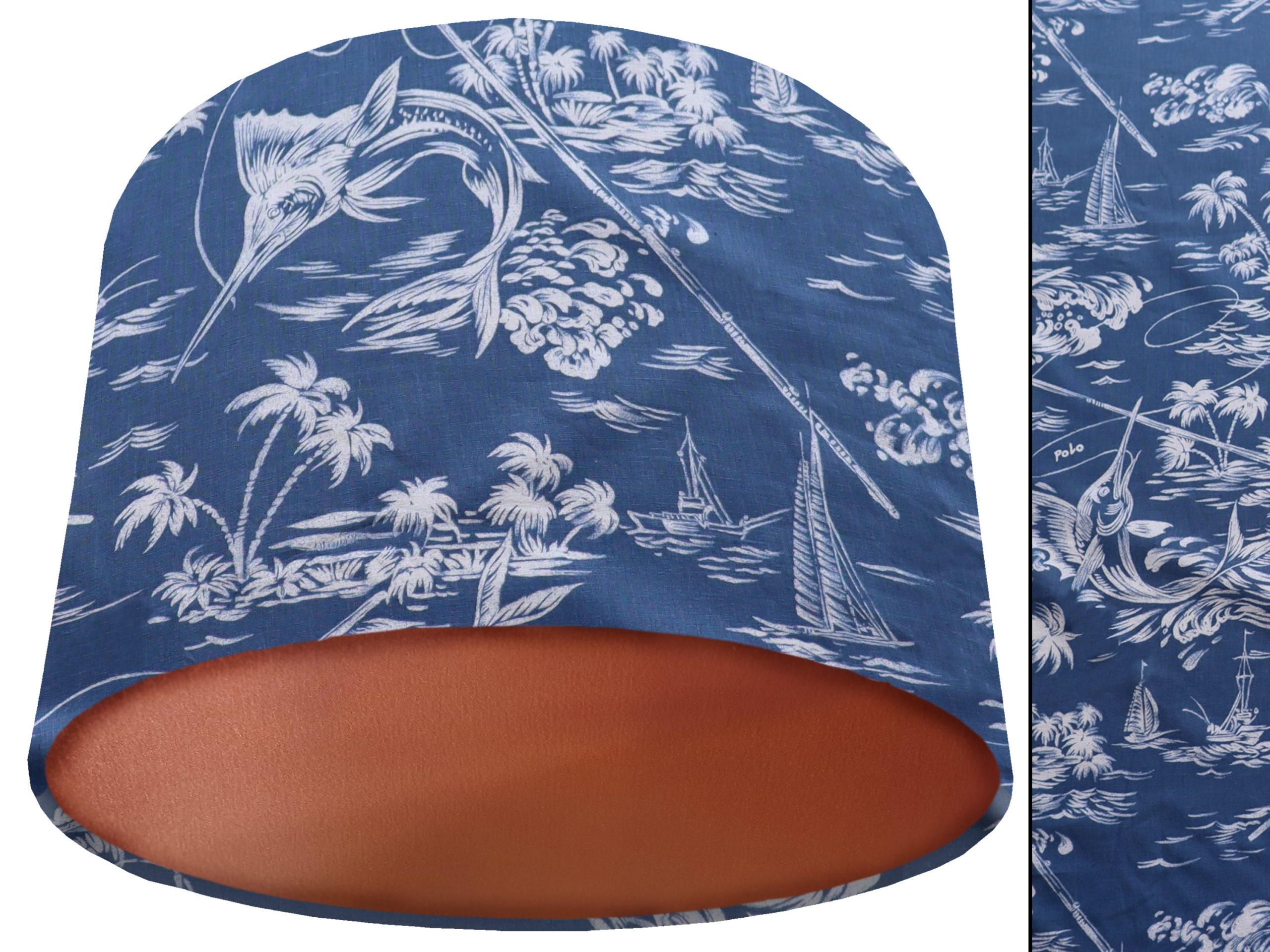 Nautical Blue Lamp Shade Copper, Modern Coastal Design