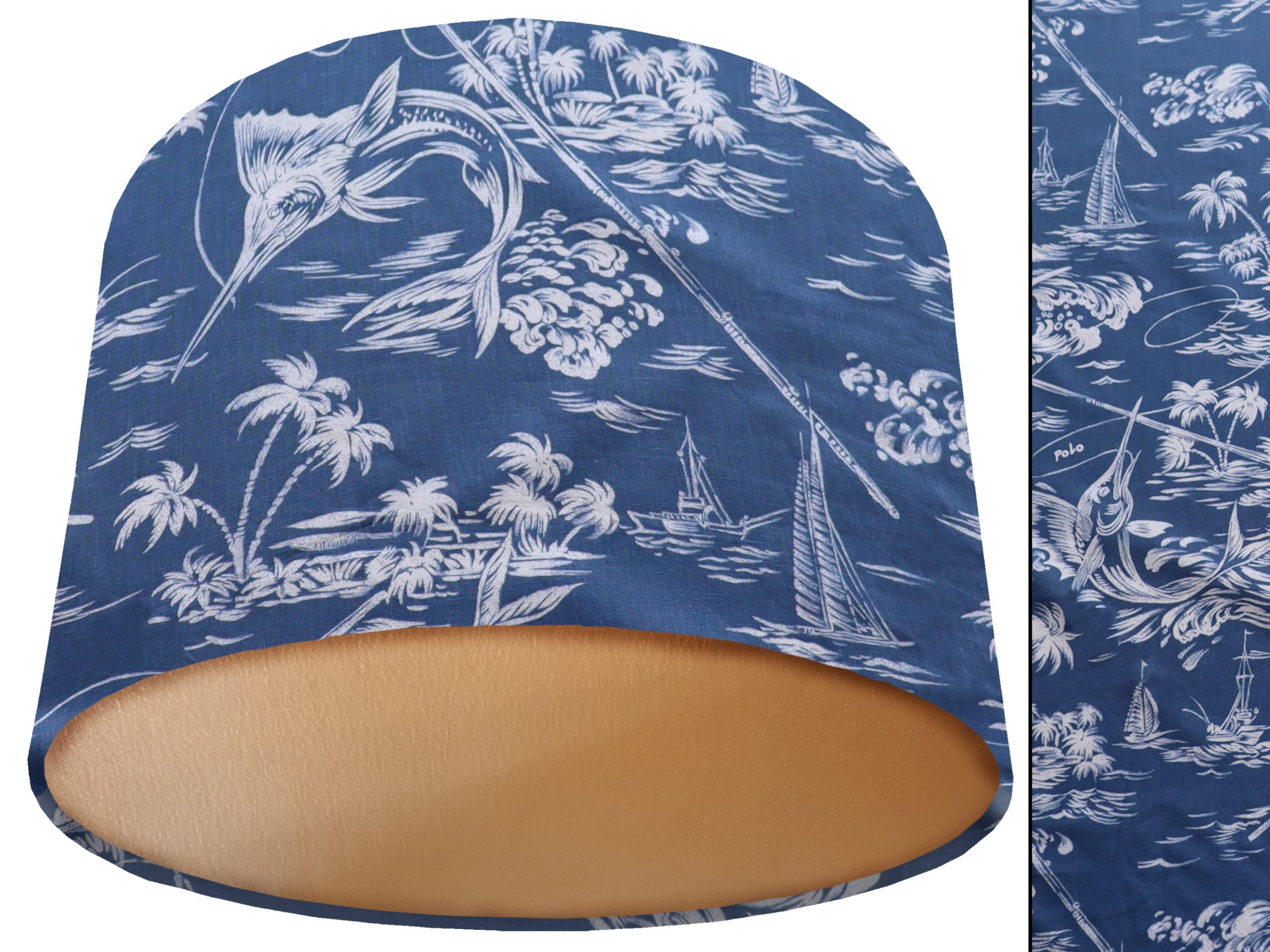 Nautical Blue Lamp Shade Gold, Modern Coastal Design