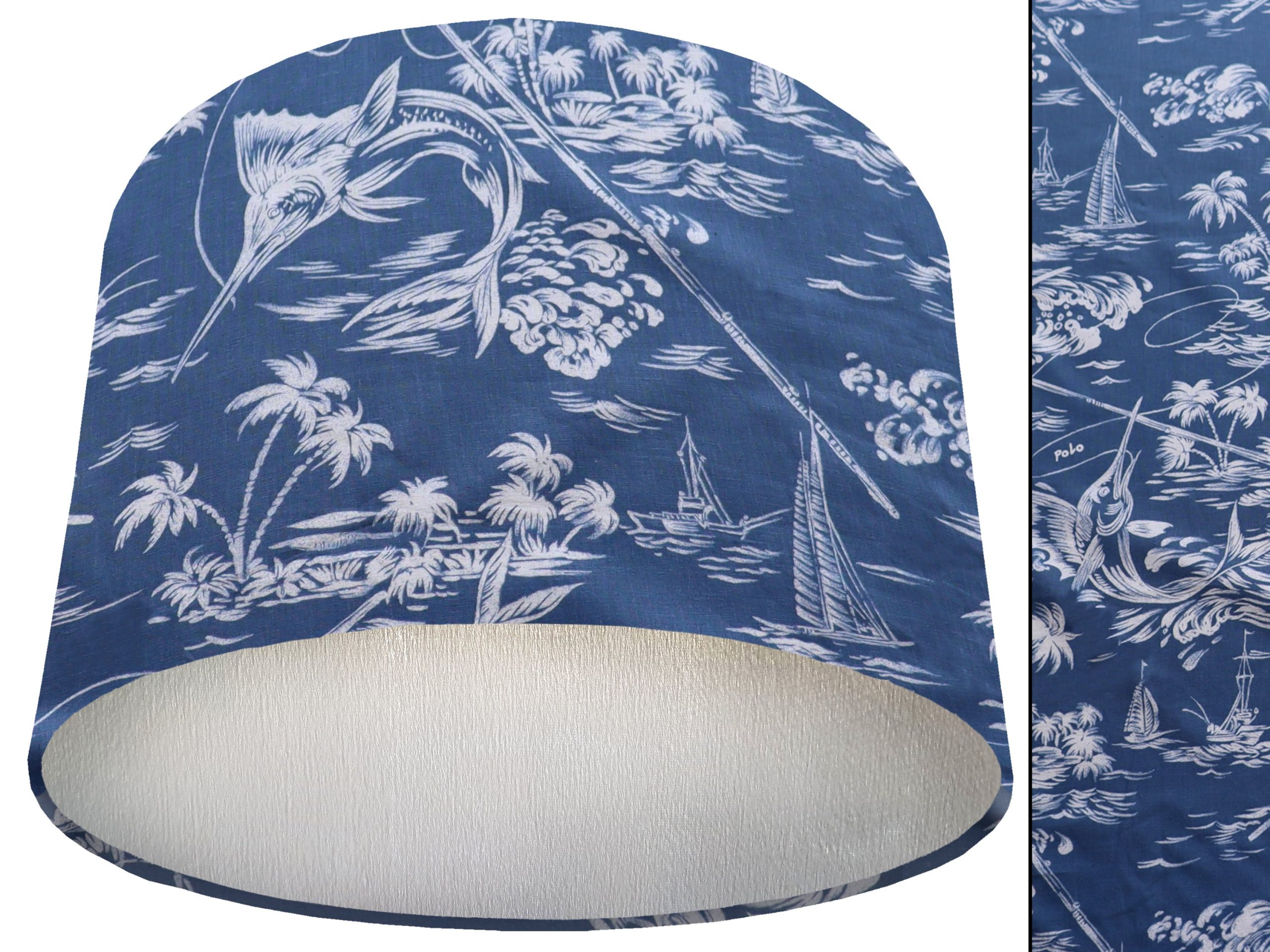 Nautical Blue Lamp Shade Silver, Modern Coastal Design