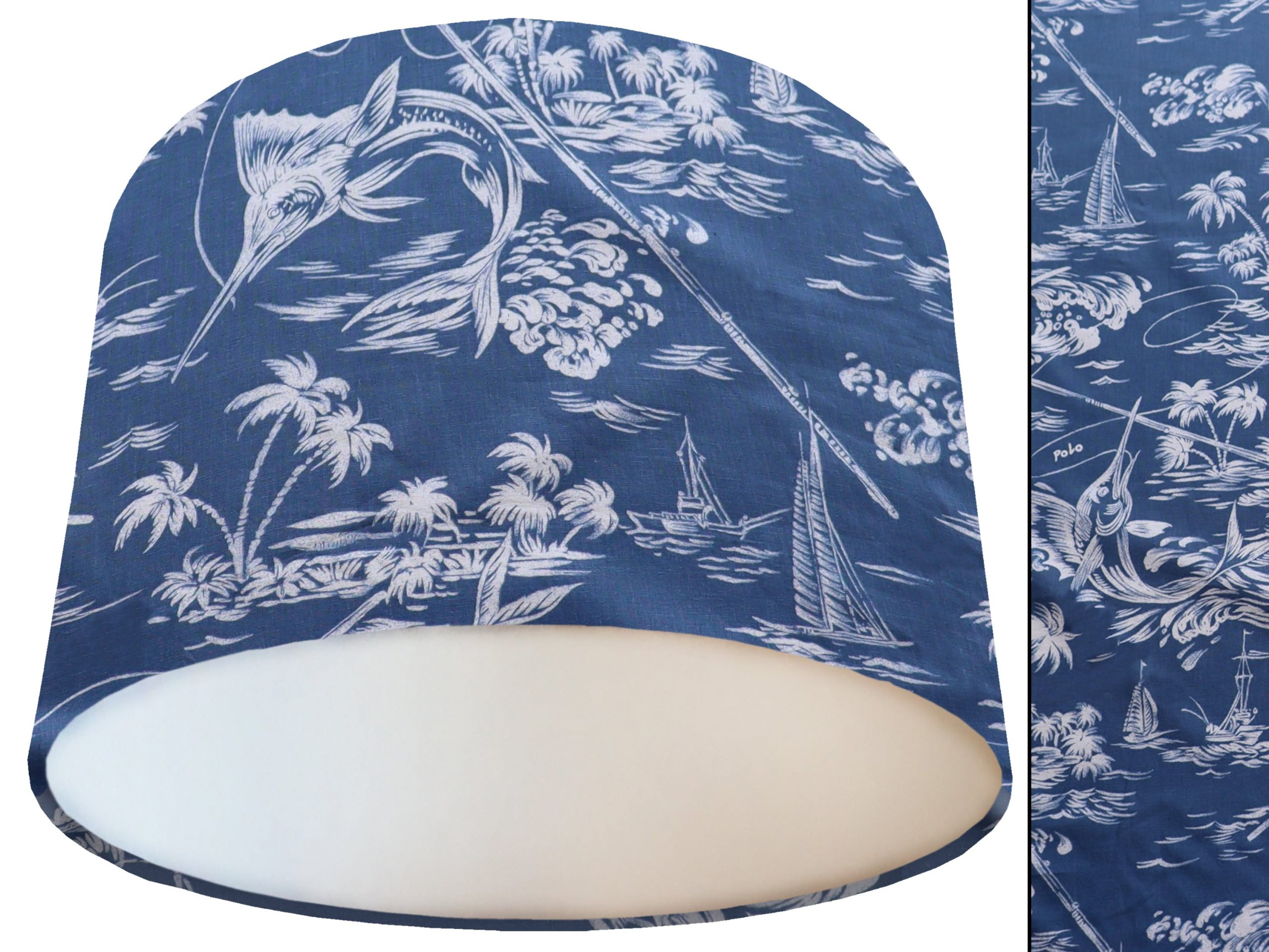 Nautical Blue Lamp Shade White, Modern Coastal Design