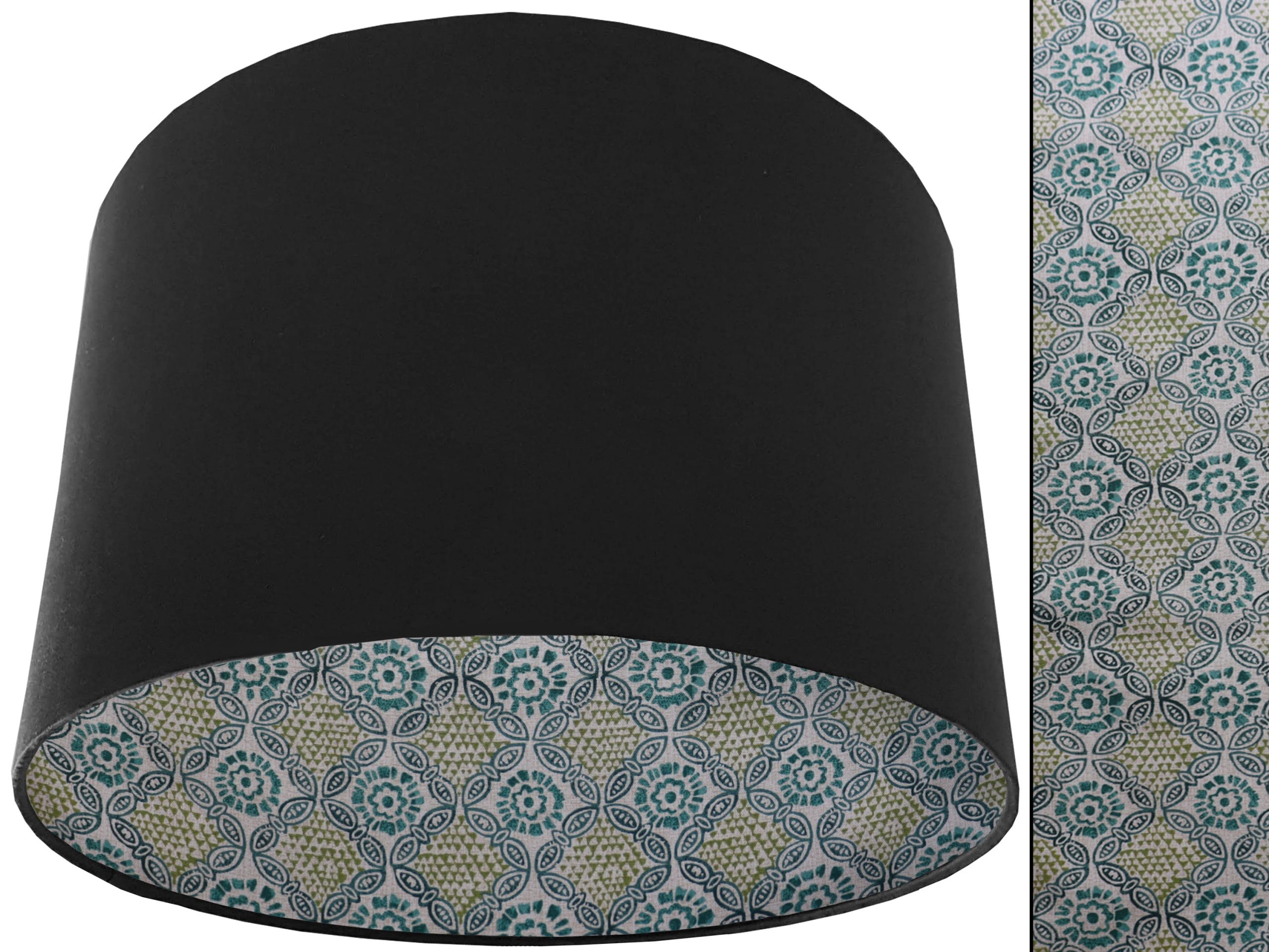 Green Bohemian Lampshade Black, Modern Geometric Décor