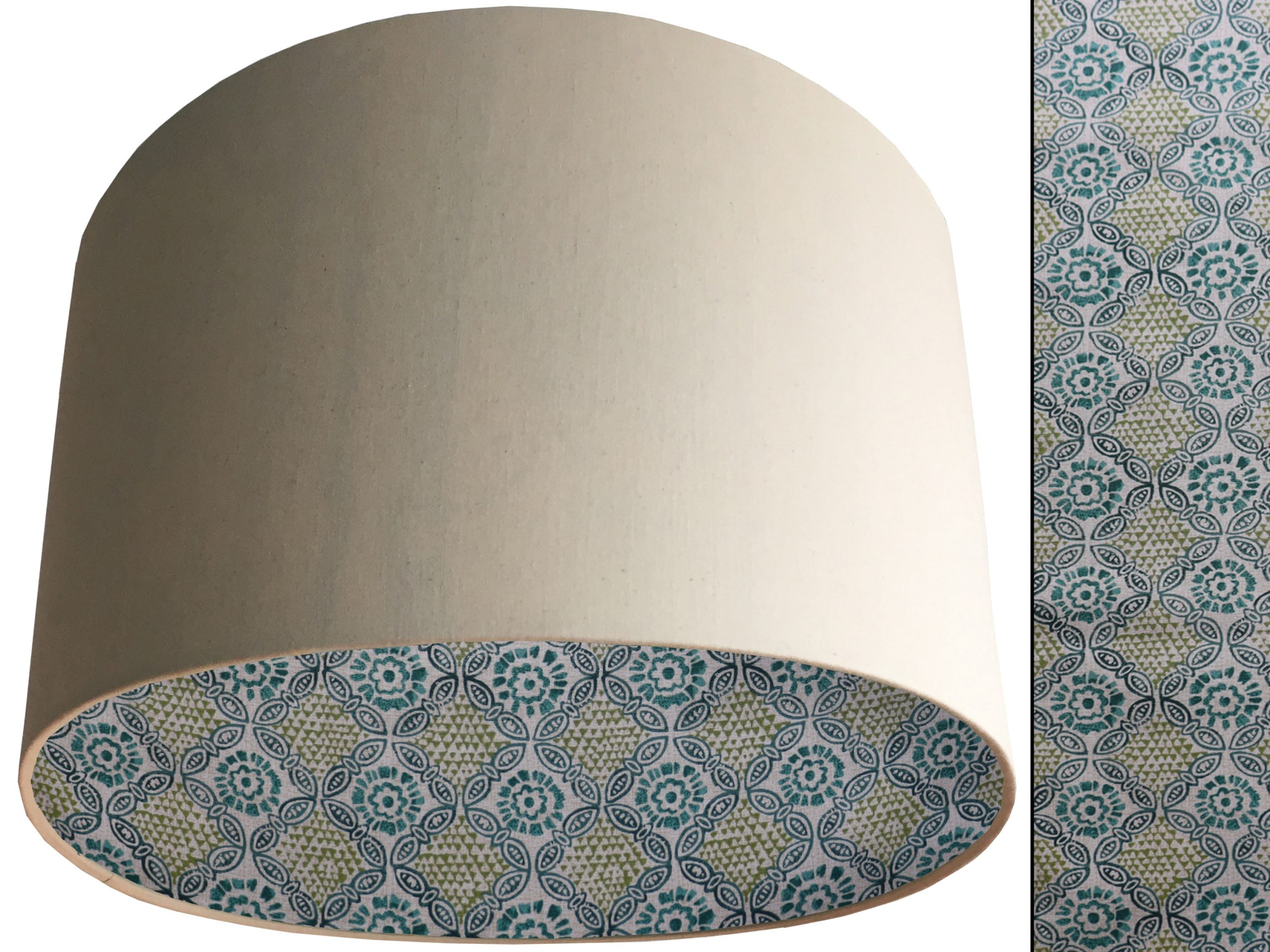 Green Bohemian Lampshade Cream, Modern Geometric Décor