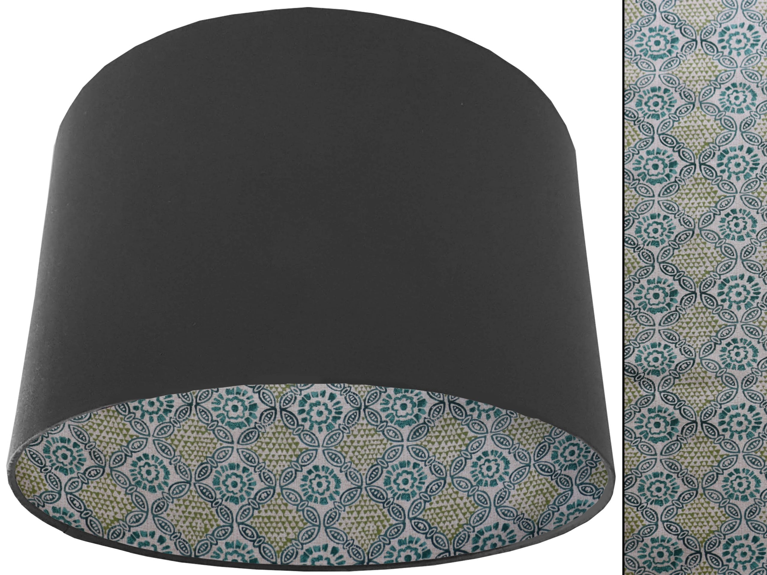 Green Bohemian Lampshade Dark Grey, Modern Geometric Décor