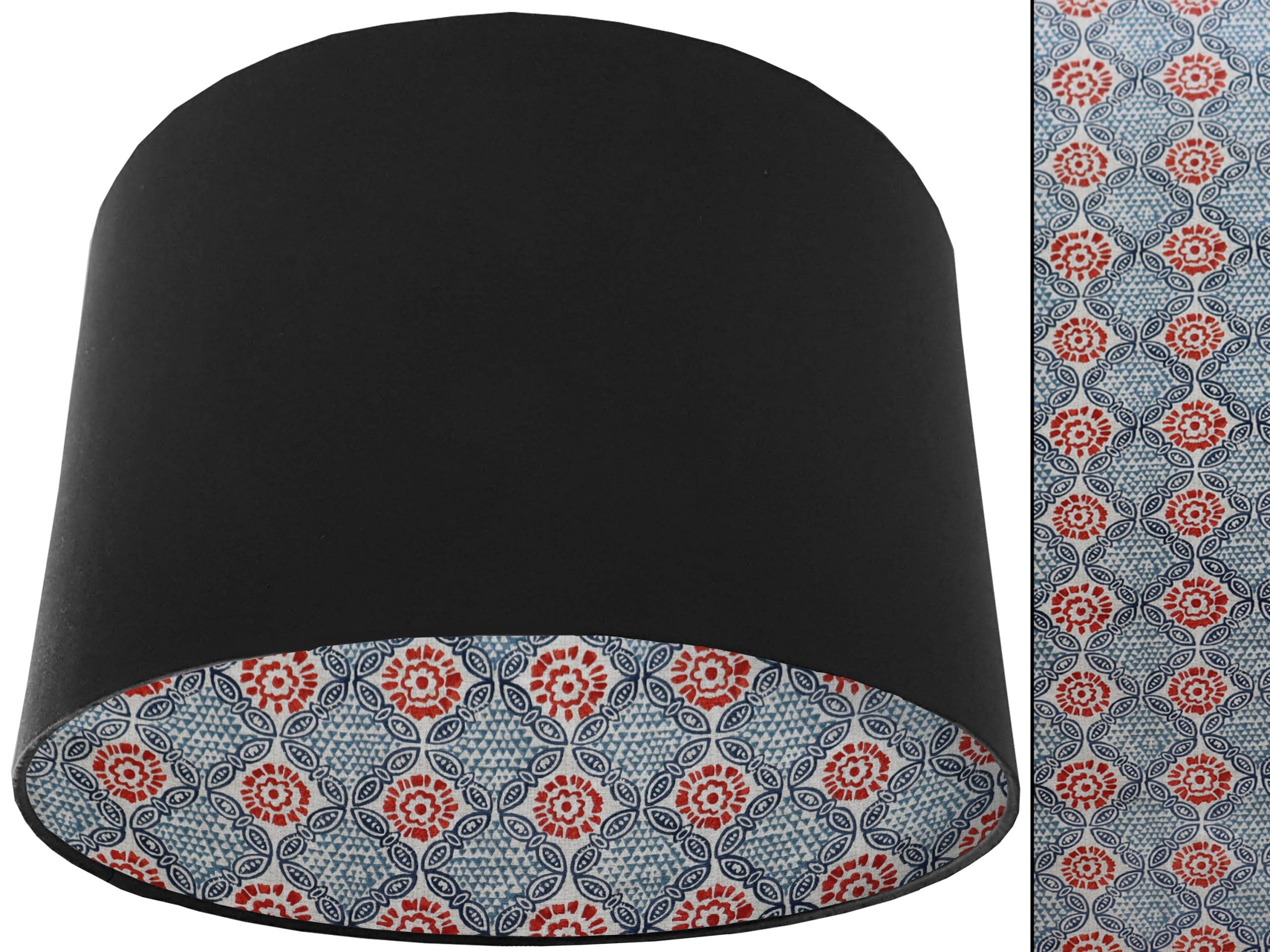 Bohemian Teal Lampshade Black, Modern Geometric Design
