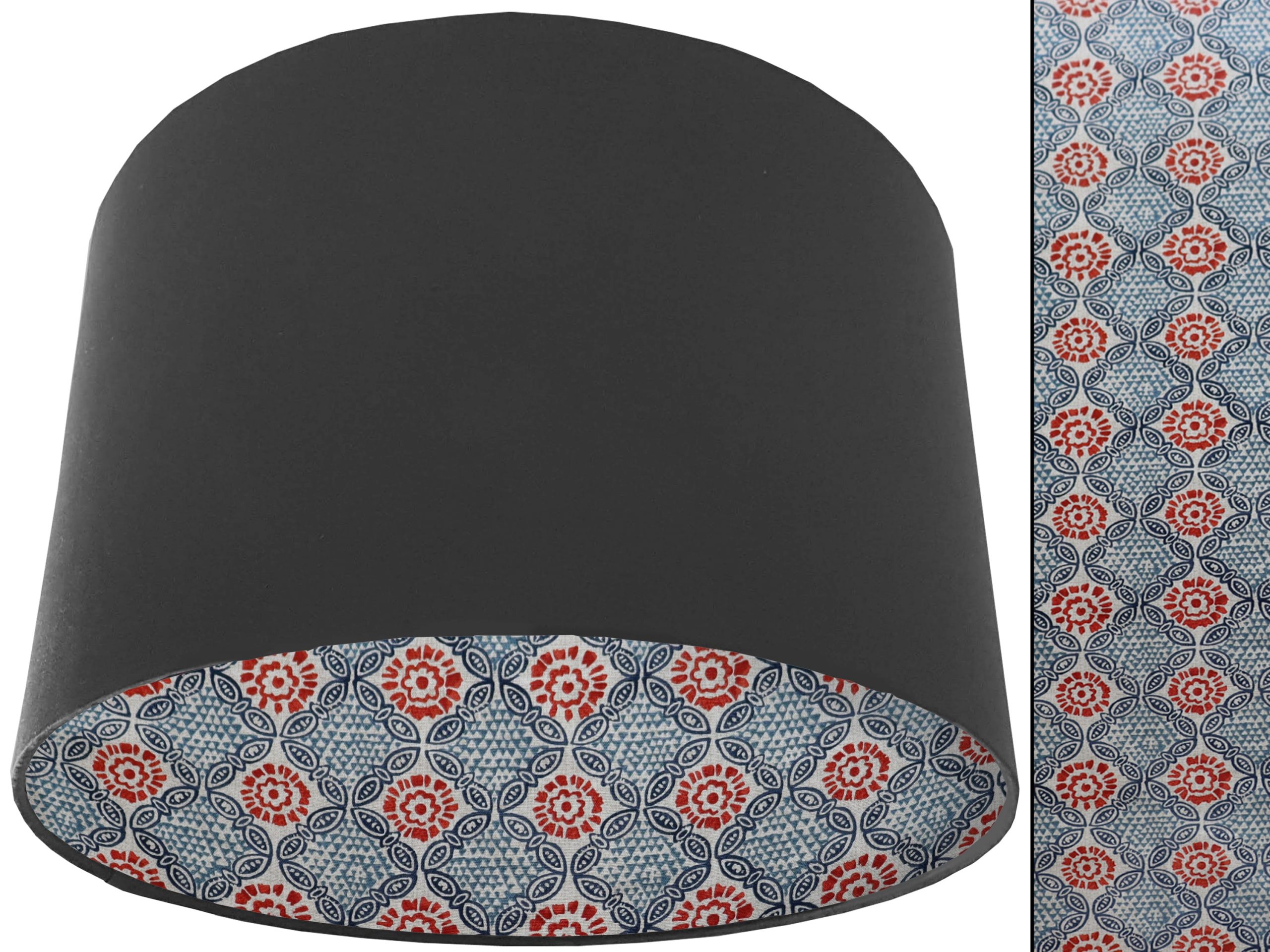 Bohemian Teal Lampshade Dark Grey, Modern Geometric Design