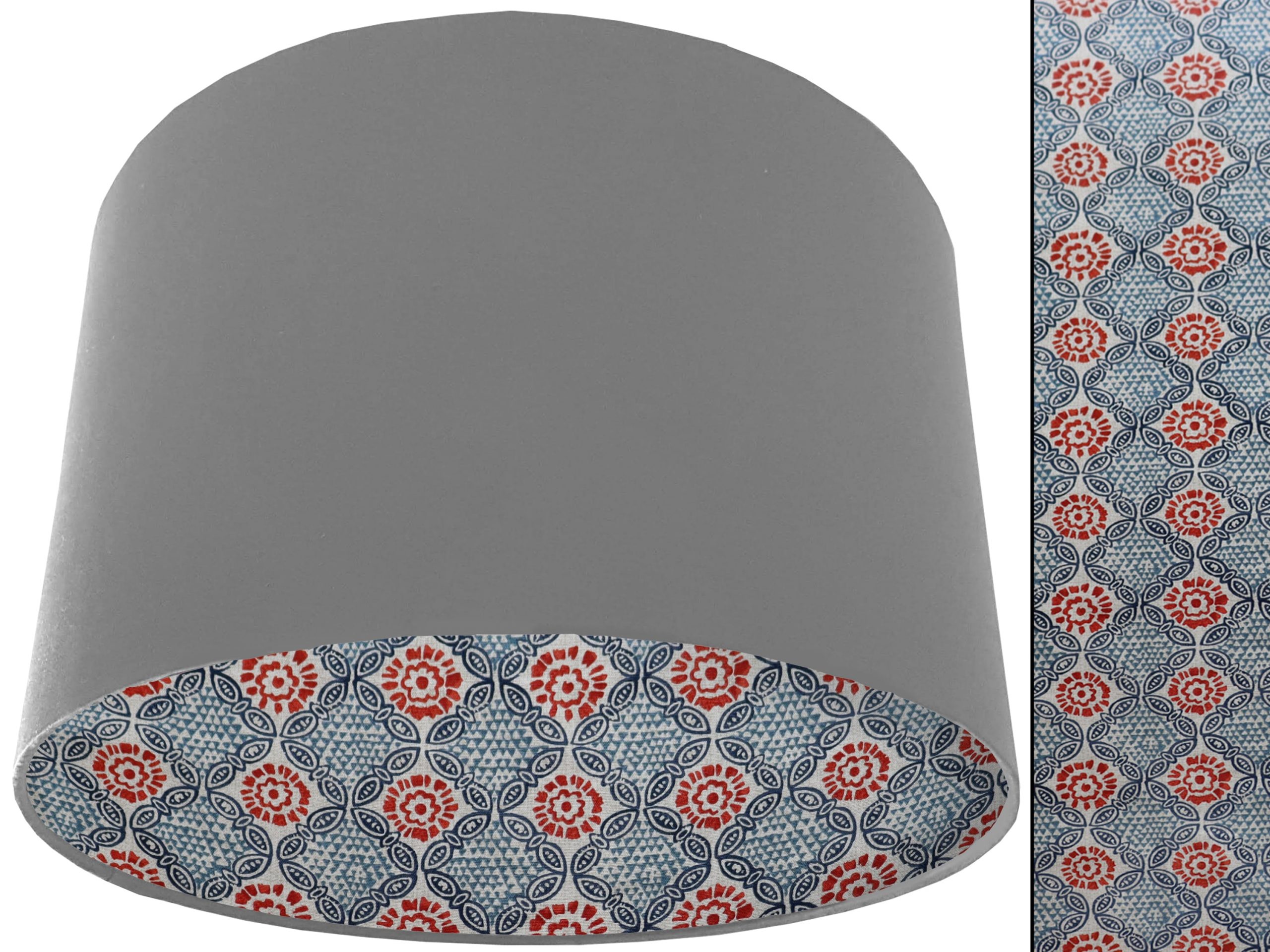 Bohemian Teal Lampshade Light Grey, Modern Geometric Design