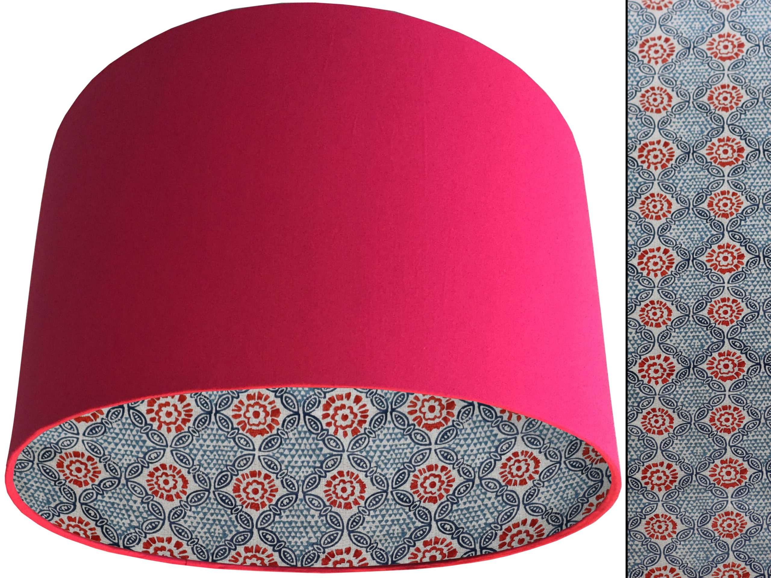 Bohemian Teal Lampshade Pink, Modern Geometric Design