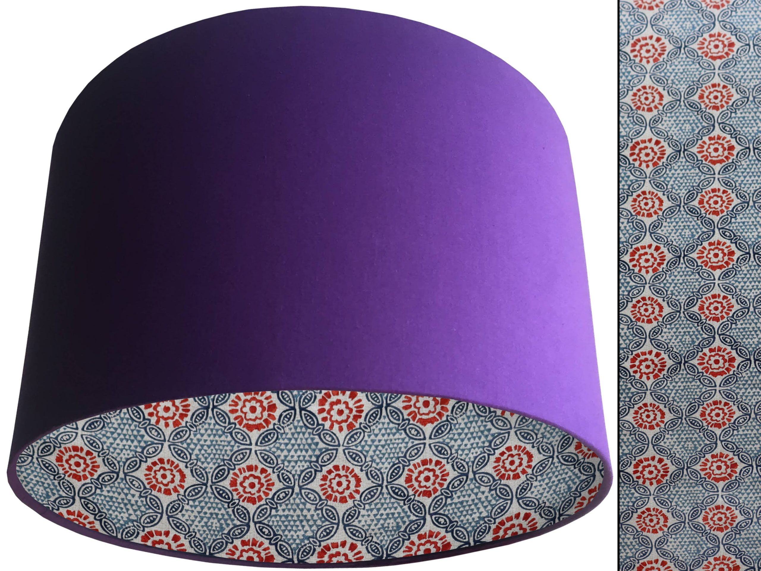 Bohemian Teal Lampshade Purple, Modern Geometric Design
