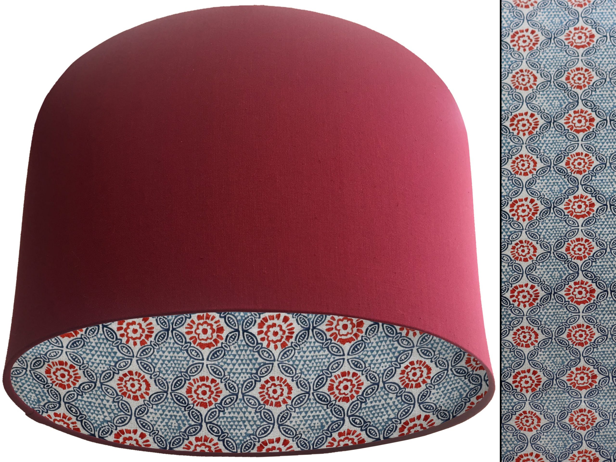 Bohemian Teal Lampshade Red, Modern Geometric Design