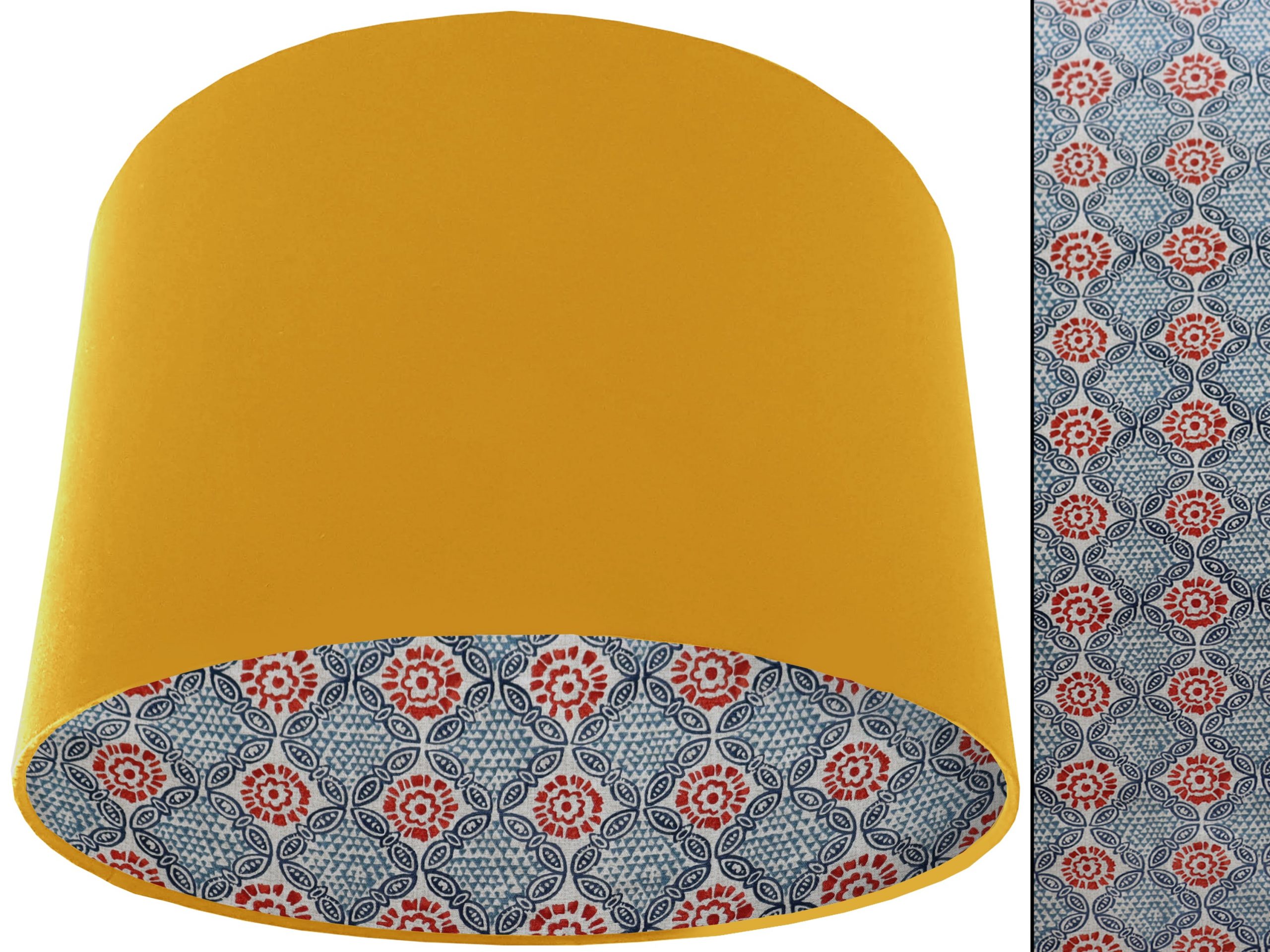 Bohemian Teal Lampshade Yellow, Modern Geometric Design