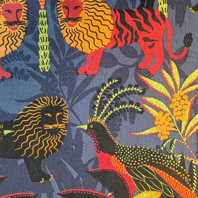 Blue and Black Tropical Fabric Lampshade